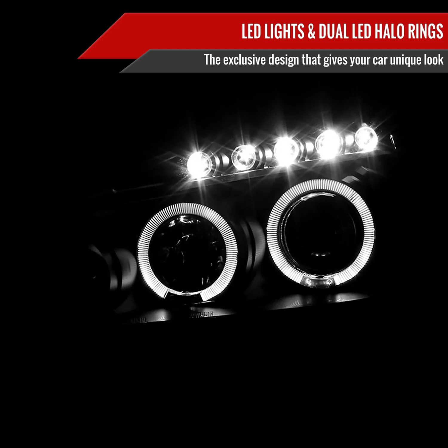 2003-2007 Honda Accord Dual Halo Projector Headlights Matte Black/Clear Lens - Image 2