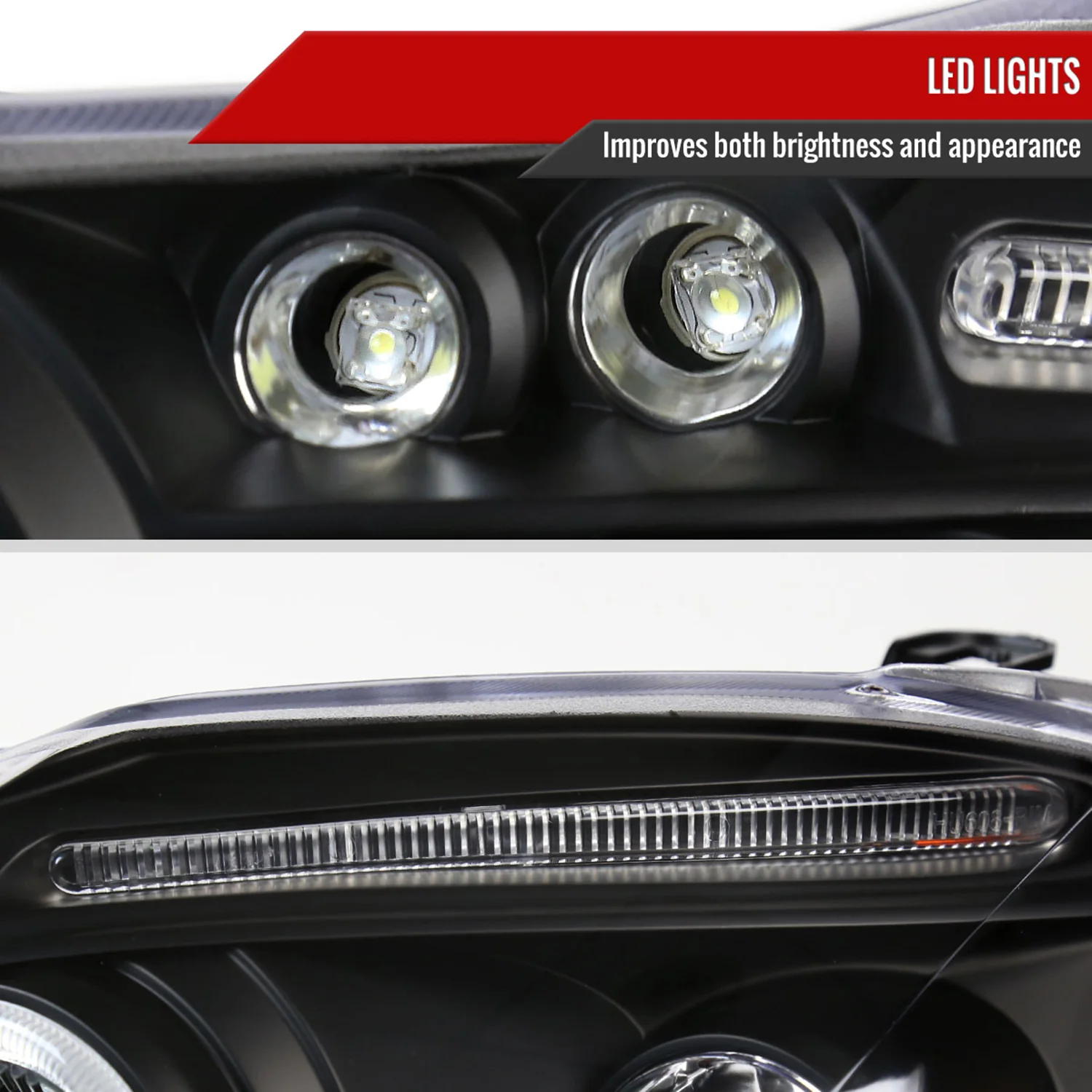 2003-2008 Toyota Corolla Dual Halo Projector Headlights Matte Black/Clear Lens - Image 5