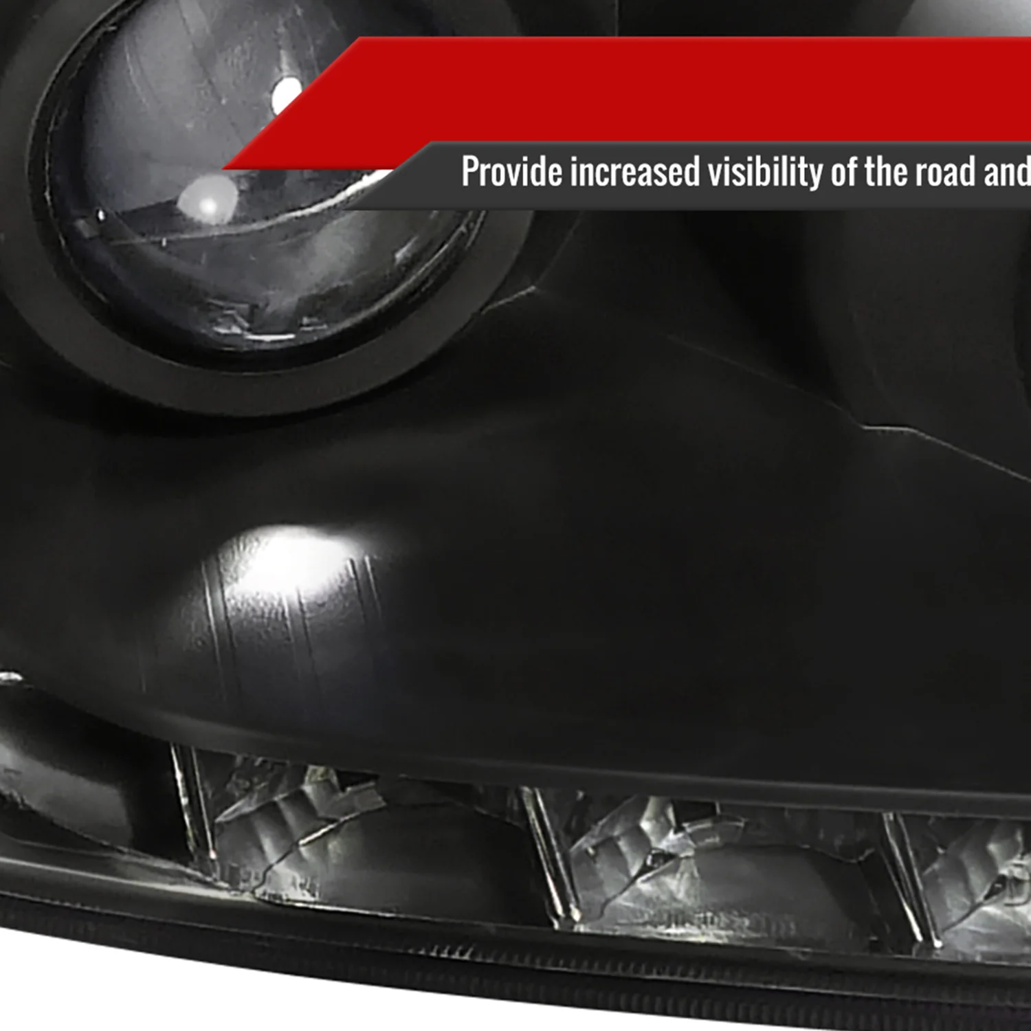2004-2005 Honda Civic Projector Headlights R8 LED Light Strip Matt Black/Clear - Image 5