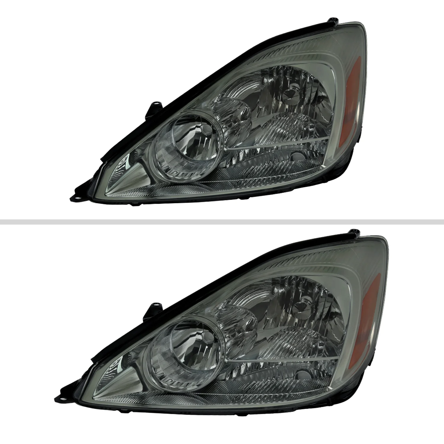2004-2005 Toyota Sienna Factory Headlights w/Amber Reflector Chrome/Smoke - Image 2