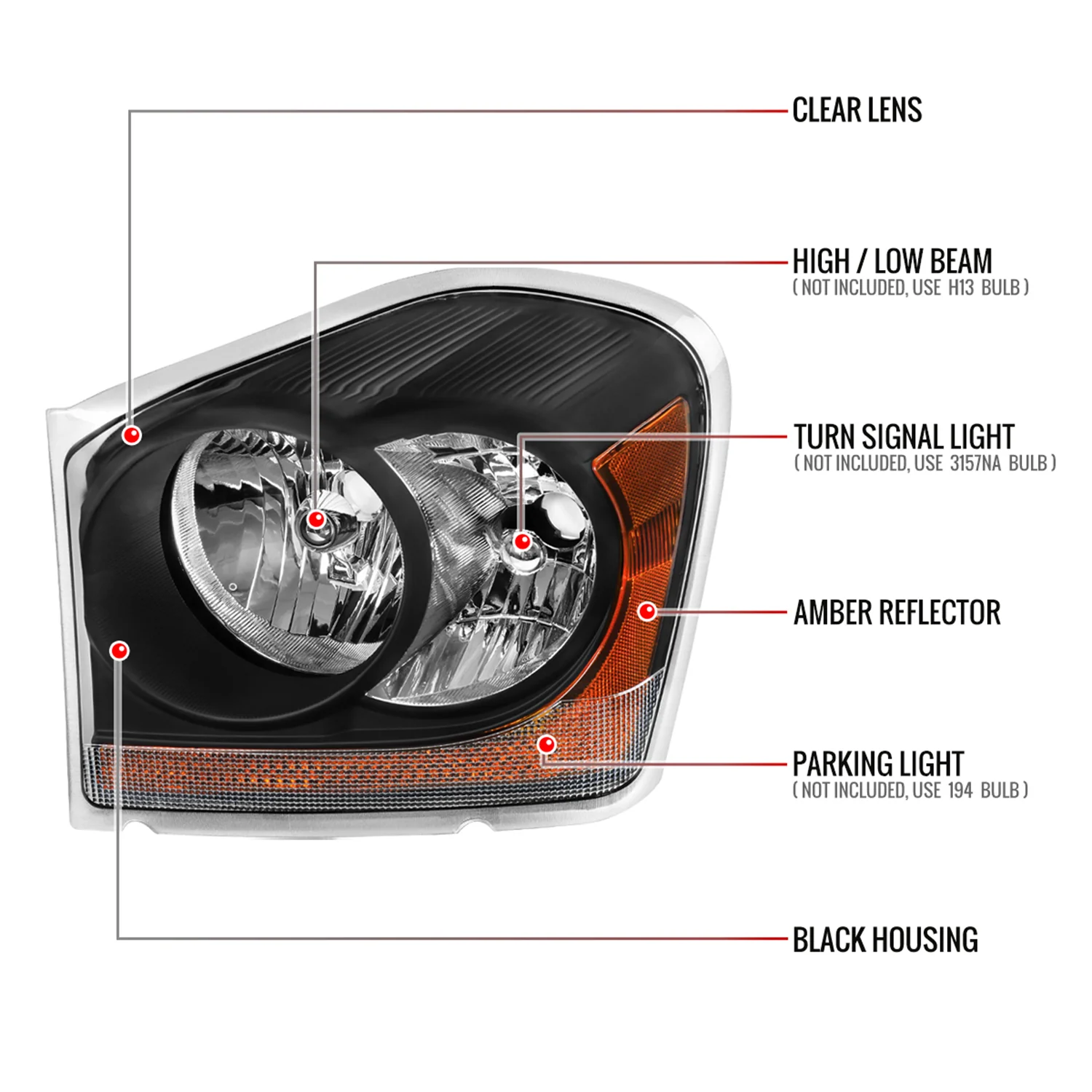 2004-2006 Dodge Durango Factory Style Headlights Chrome Housing/Clear Lens - Image 8