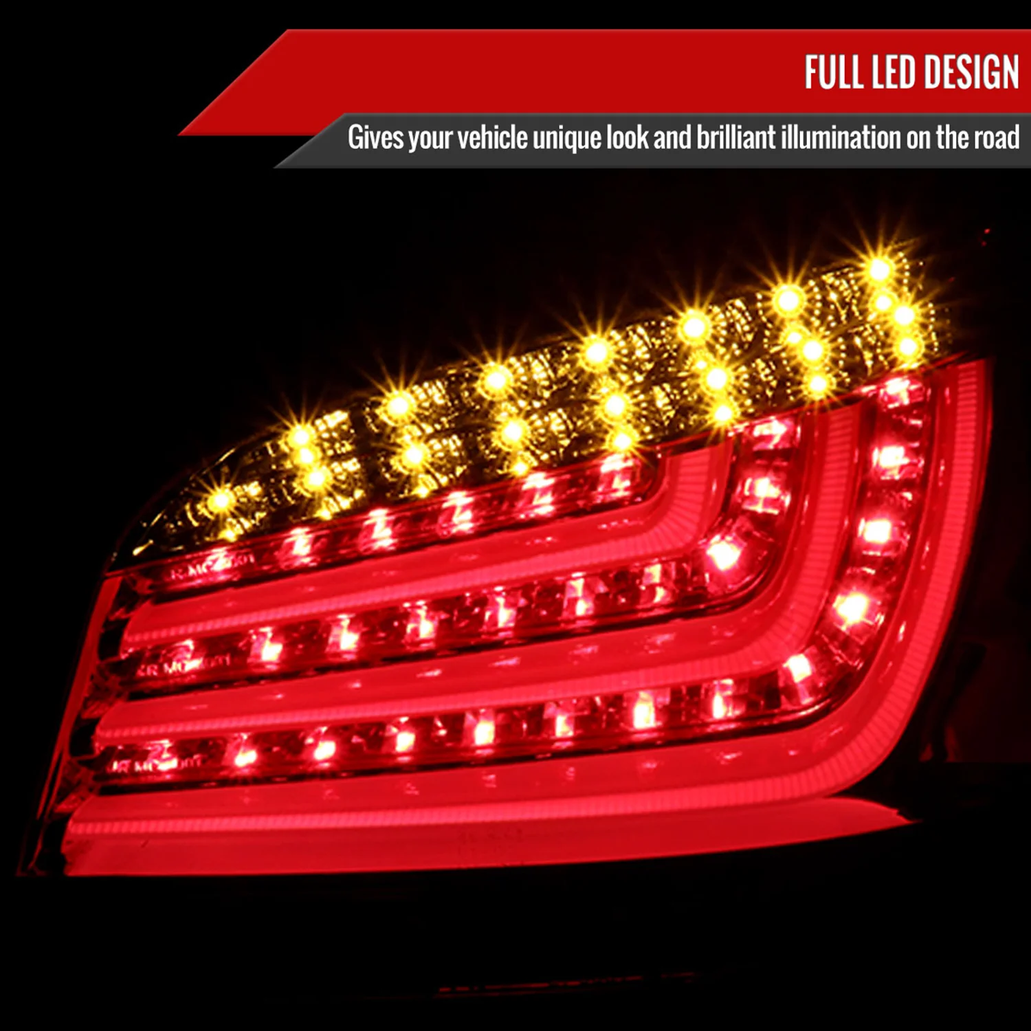 2004-2007 BMW E60 5 Series Sedan LED Tail Lights Chrome/Red Clear Lens - Image 2