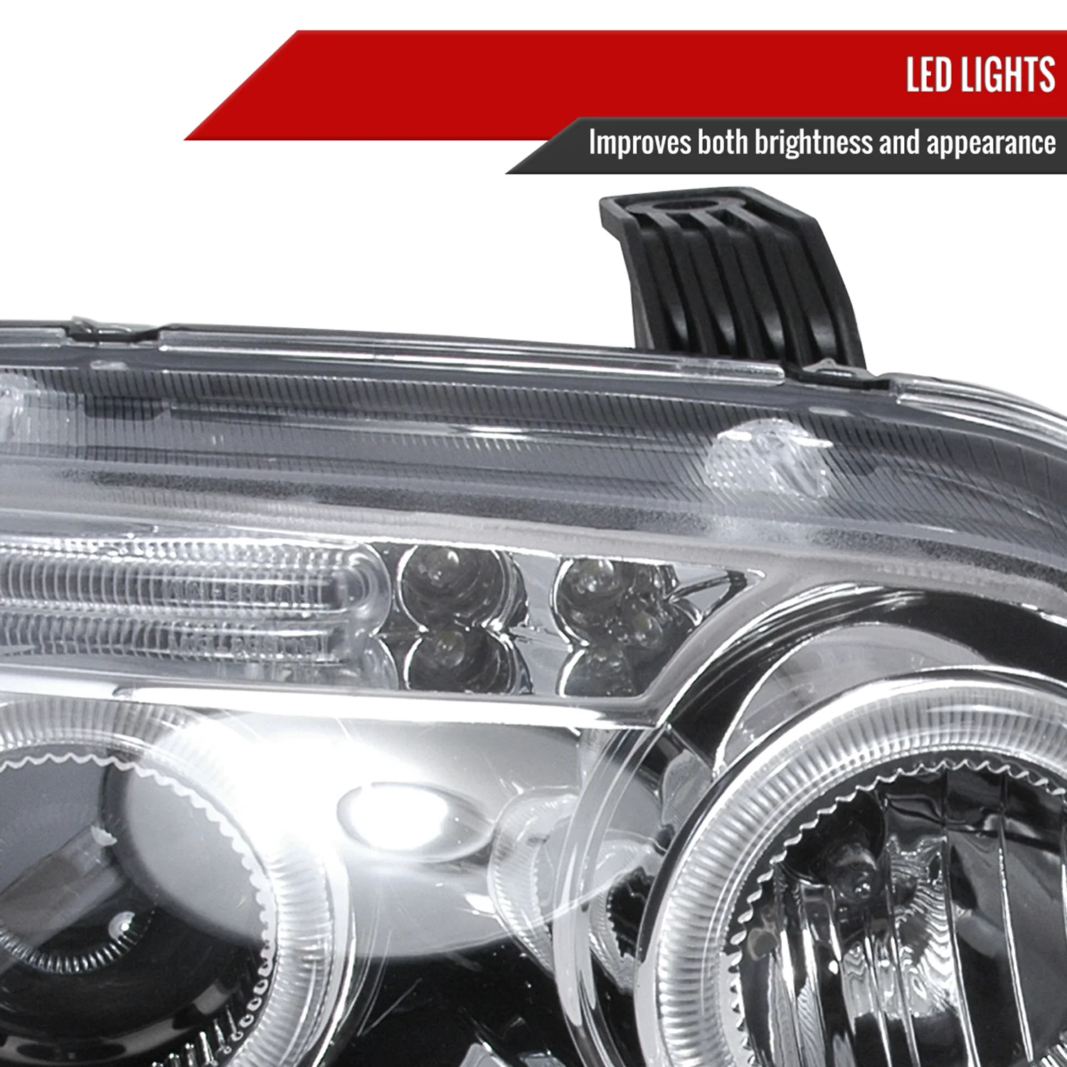 2004-2008 Chevy Aveo Dual Halo Projector Headlights Chrome/Clear Lens - Image 6