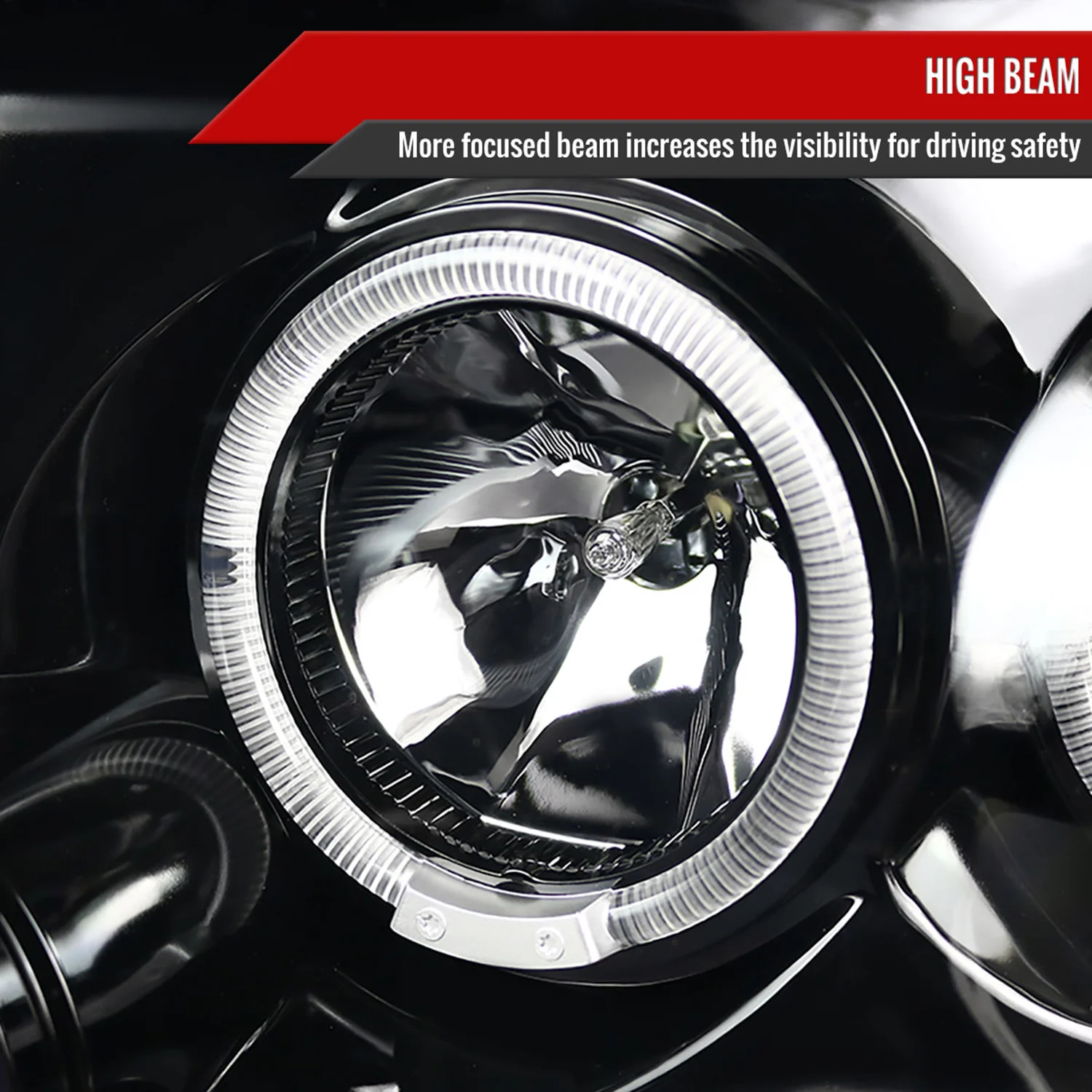2004-2008 Ford F-150/ 06-2008 Lincoln Mark LT Dual Halo Headlights Jet Black - Image 4