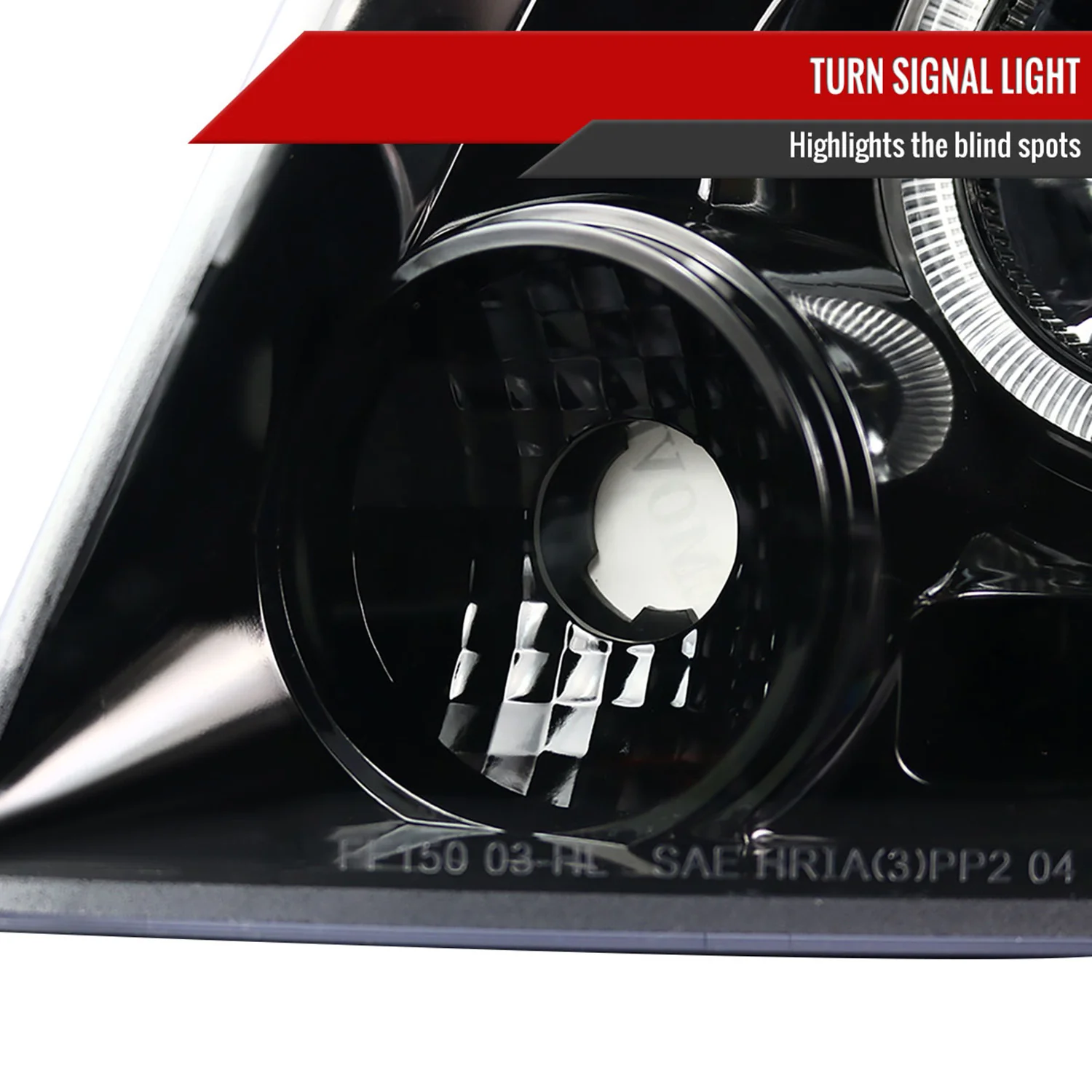2004-2008 Ford F-150/ 06-2008 Lincoln Mark LT Dual Halo Headlights Jet Black - Image 6