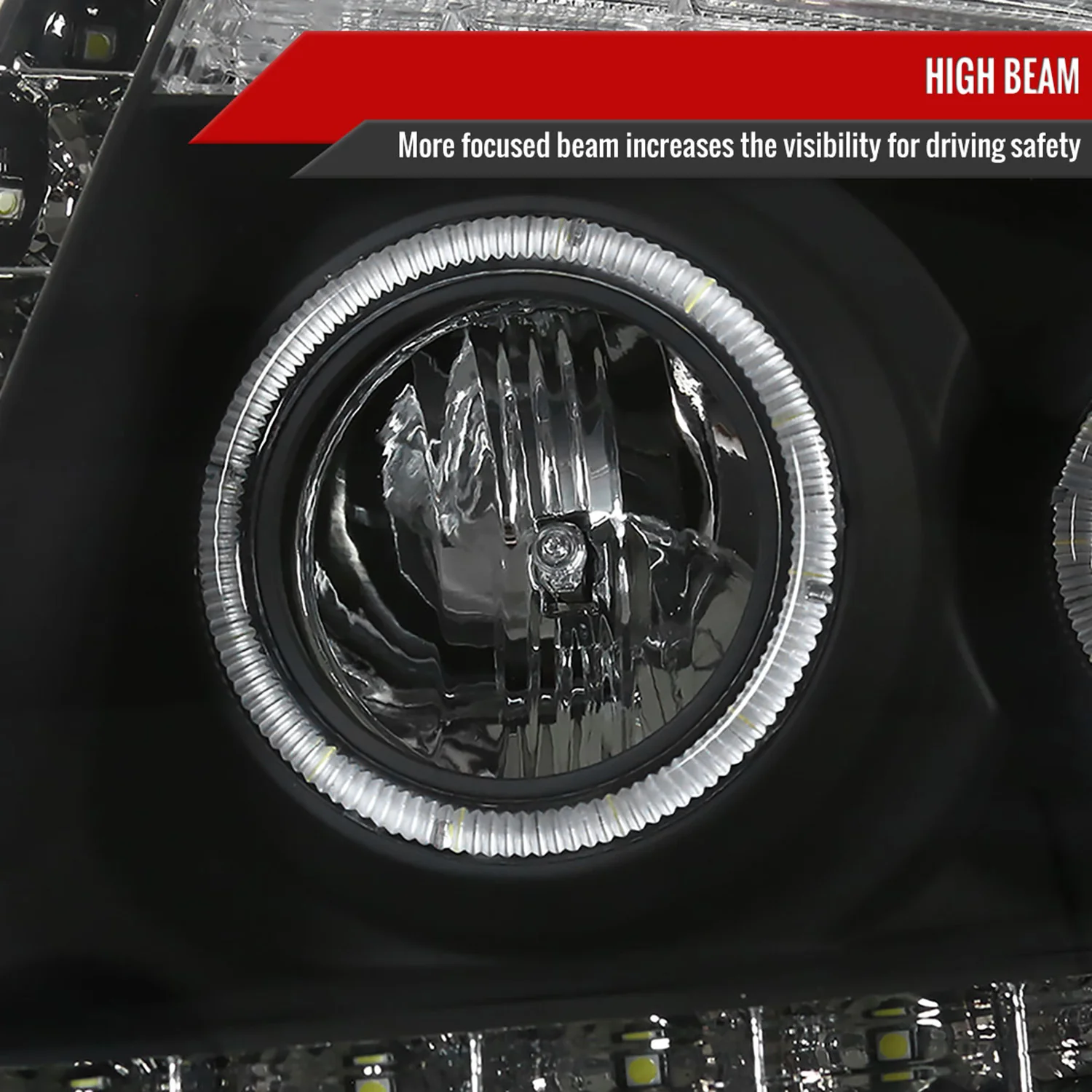 2004-2008 Ford F-150/ 06-2008 Lincoln Mark LT Dual Halo Headlights LED Black - Image 4