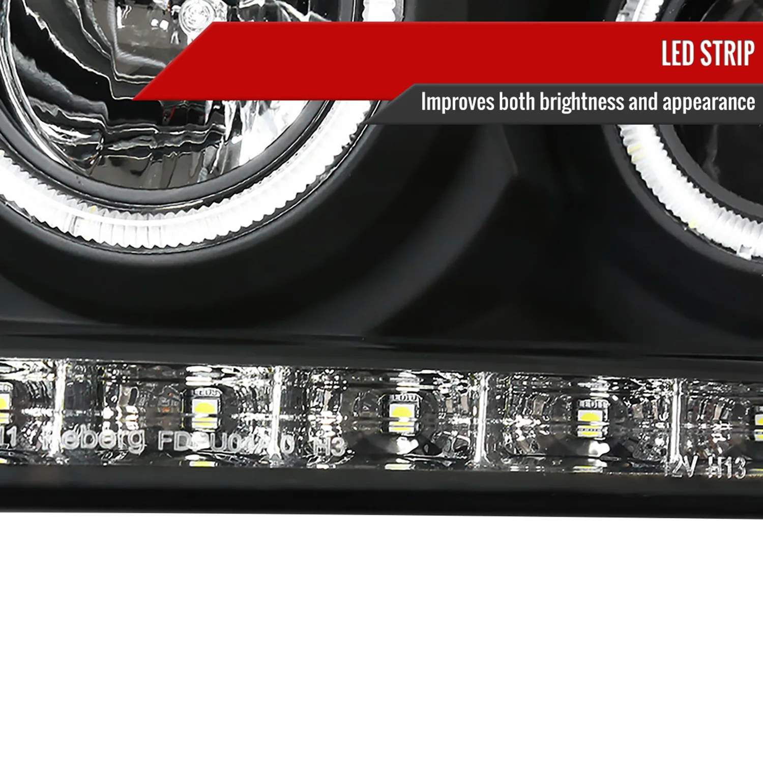 2004-2008 Ford F-150/ 06-2008 Lincoln Mark LT Dual Halo Headlights LED Black - Image 5