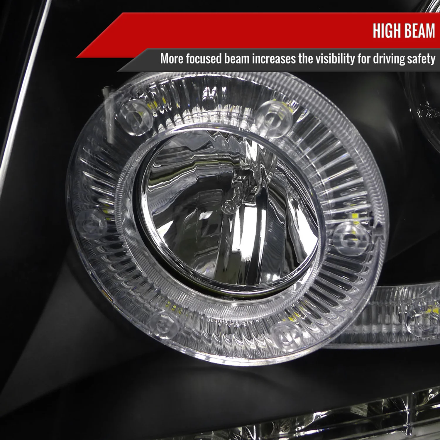 2004-2008 Ford F-150/ 06-2008 Lincoln Mark LT Halo Headlights LED& Signal Black - Image 4