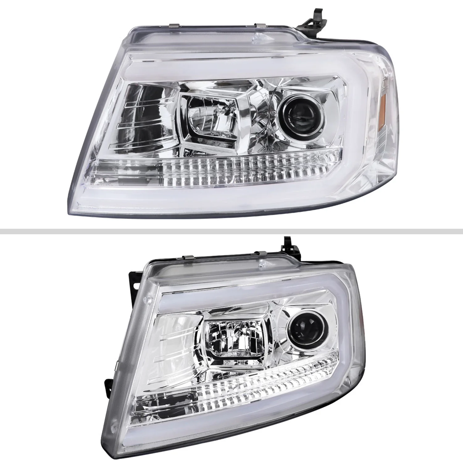 2004-2008 Ford F-150/ 06-2008 Lincoln Mark LT LED C-Bar Headlights Chrome - Image 2