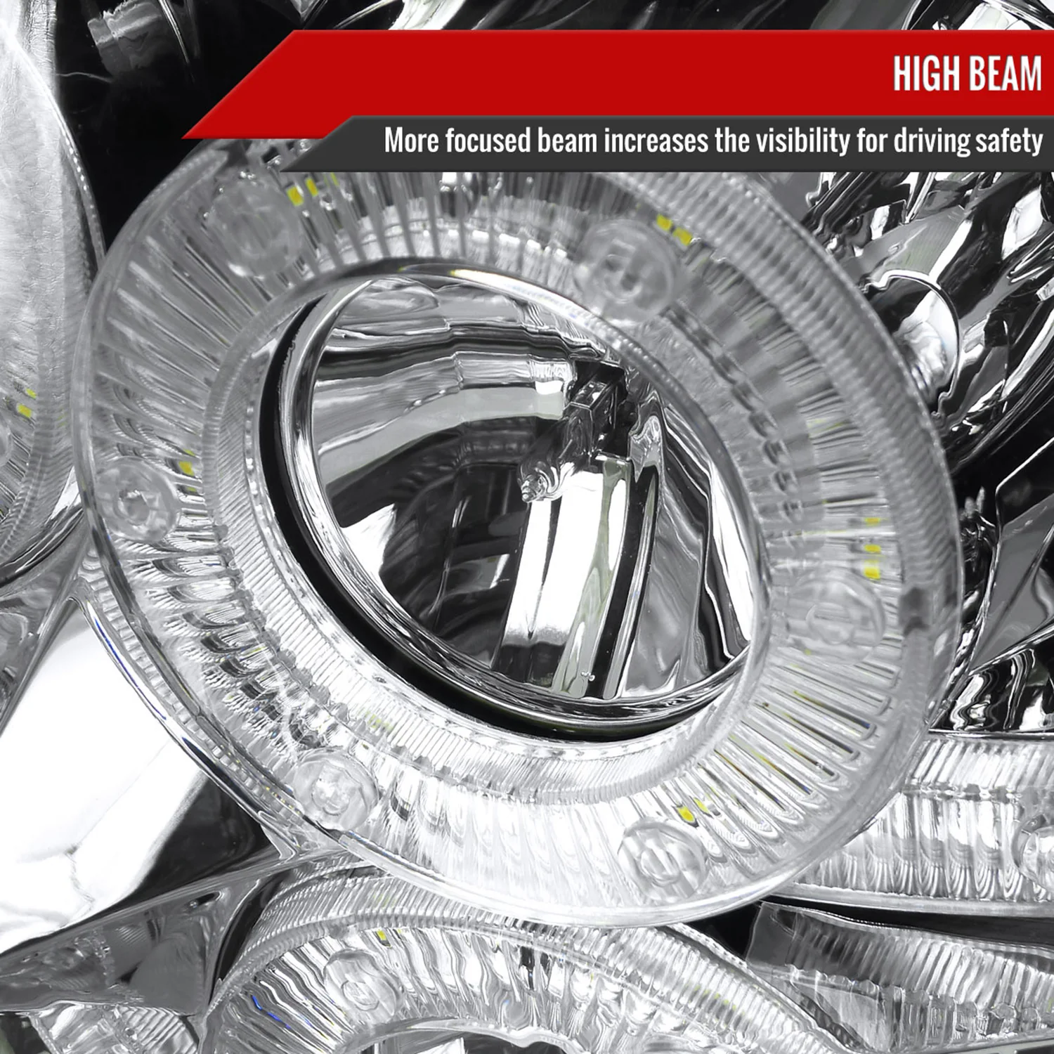 2004-2008 Ford F-150/ Lincoln Mark LT Halo Headlights LED Light& Signal Chrome - Image 4