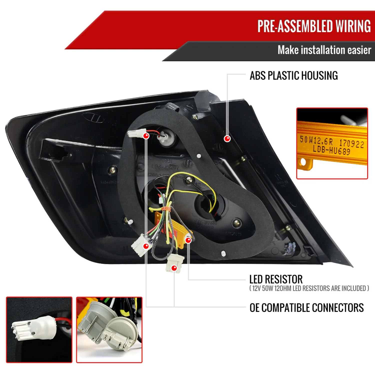 2004-2010 Scion tC V2 LED Tail Lights Matte Black Housing/Clear Lens - Image 7