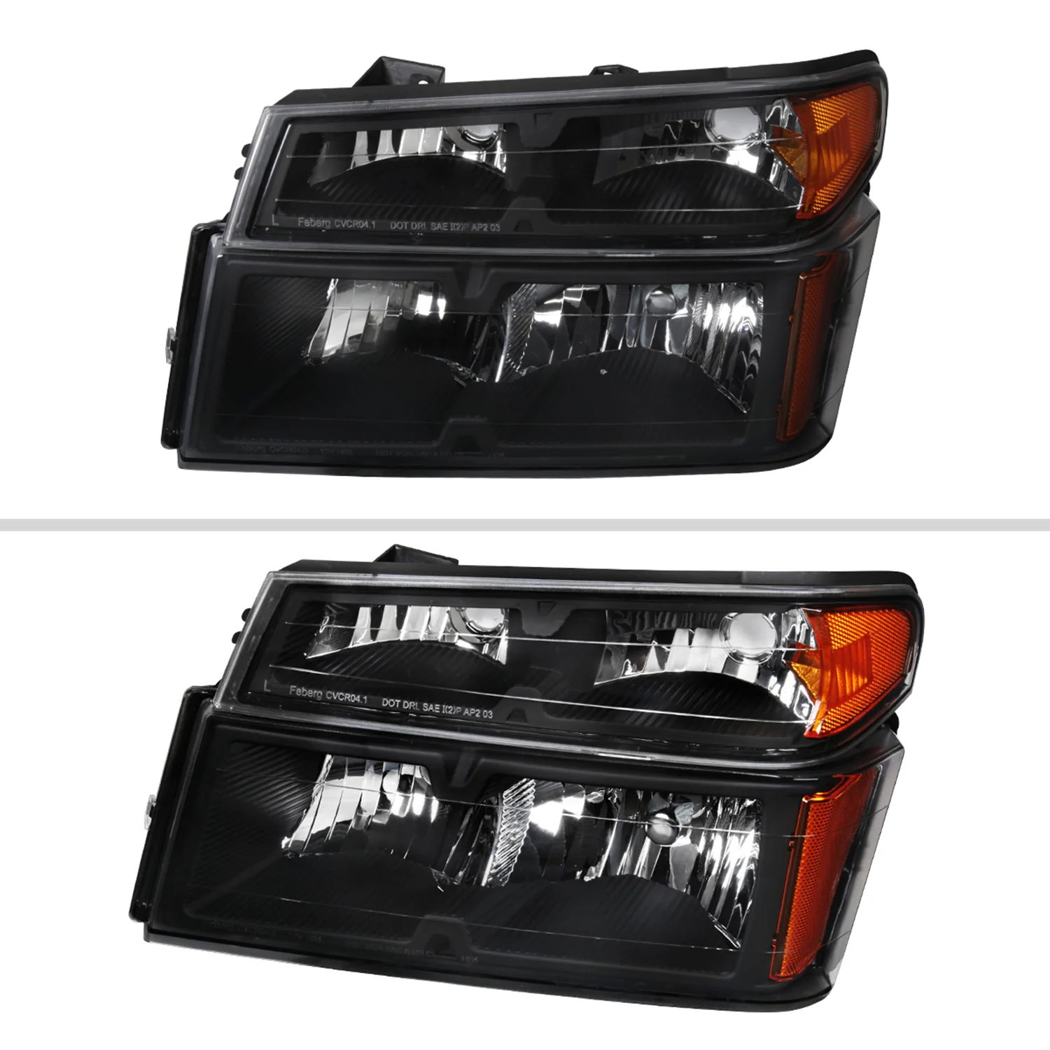 2004-2012 Chevy Colorado /Canyon Isuzu I-Series Headlights Pair Matte Black - Image 2