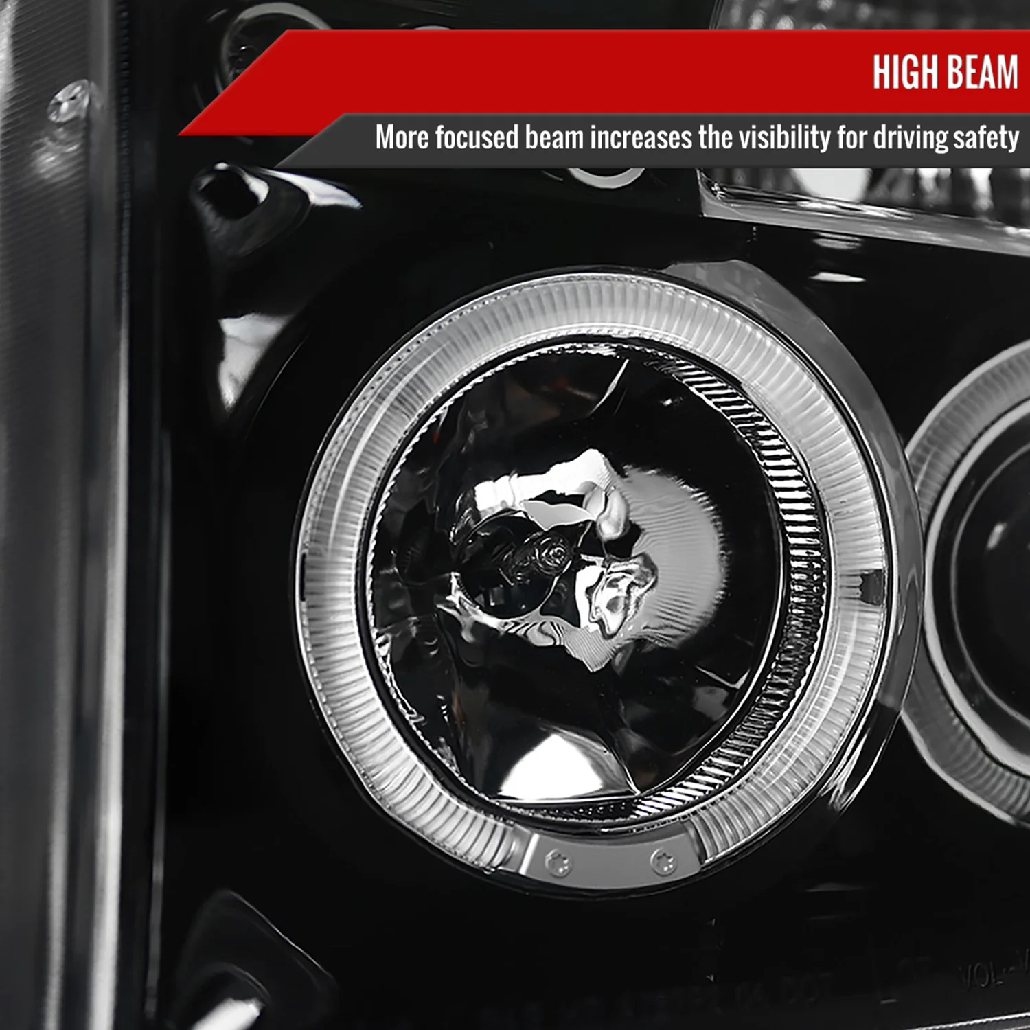 2004-2015 Nissan Titan/ 04-2007 Armada Dual Halo Projector Headlights Jet Black - Image 4