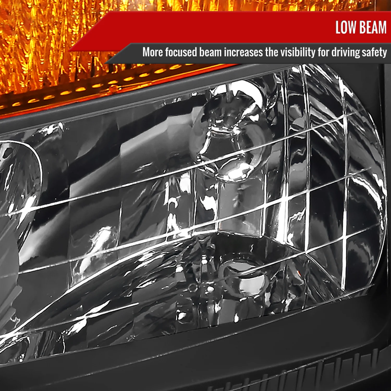 2004-2015 Nissan Titan/ 04-2007 Armada Factory Headlights Amber Reflectors Black - Image 3
