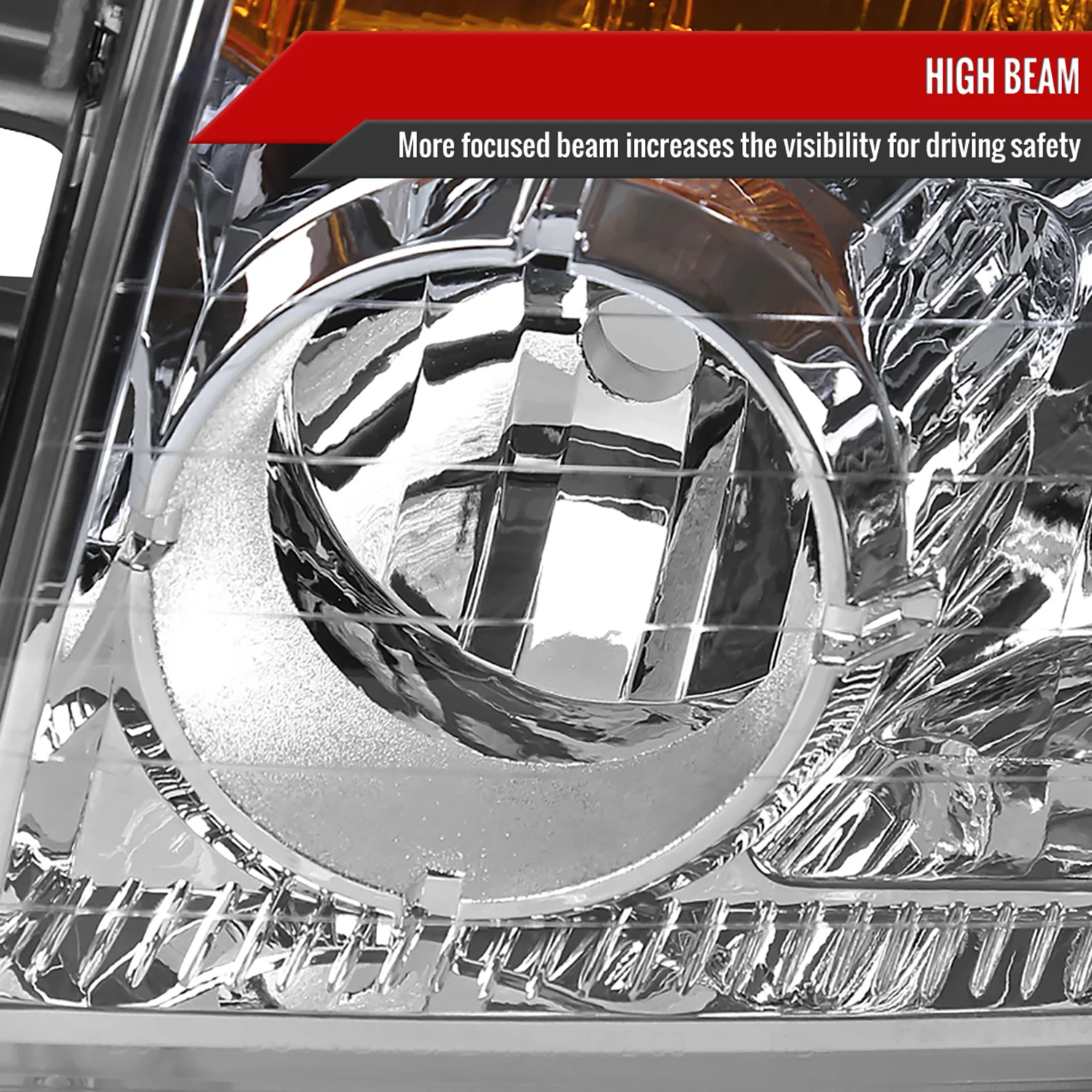2004-2015 Nissan Titan/04-2007 Armada Factory Headlights Amber Reflectors Chrome - Image 4