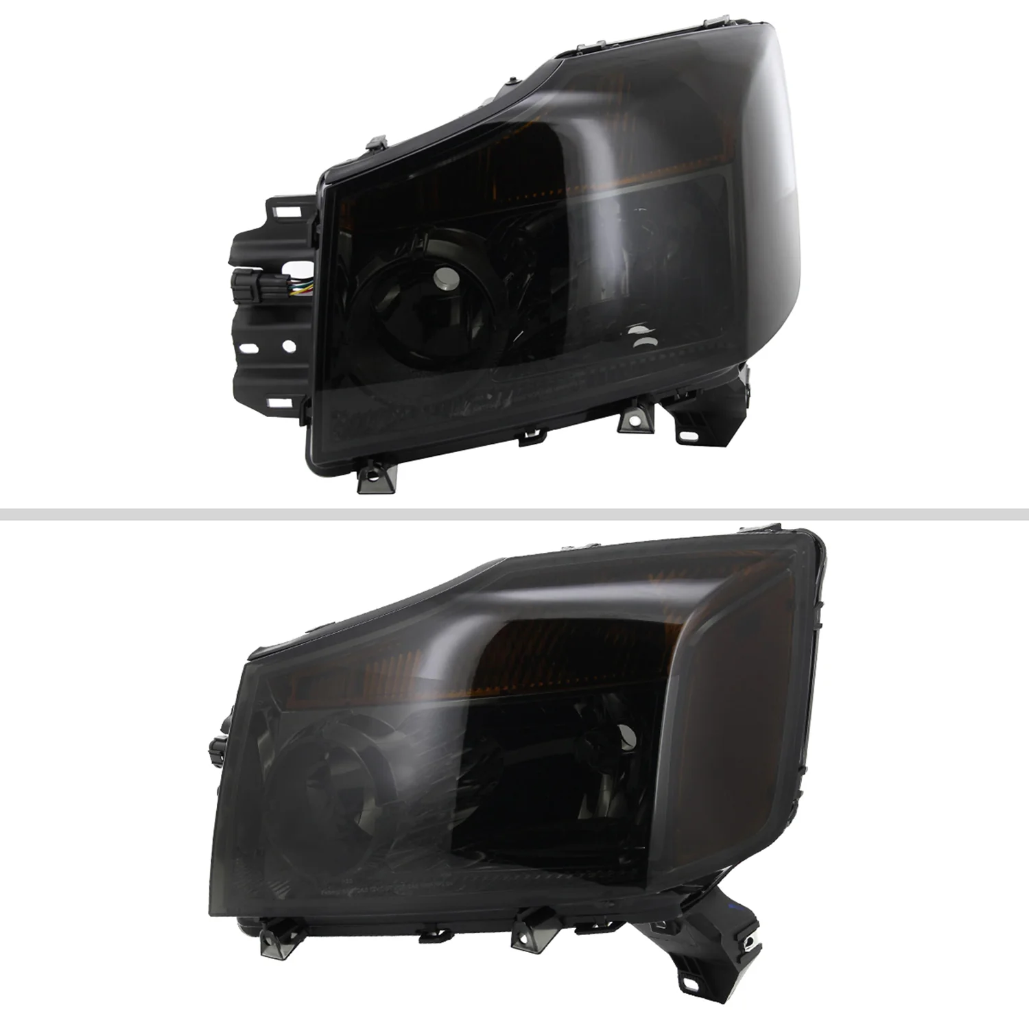 2004-2015 Nissan Titan/04-2007 Armada Factory Headlights Amber Reflectors Smoke - Image 2
