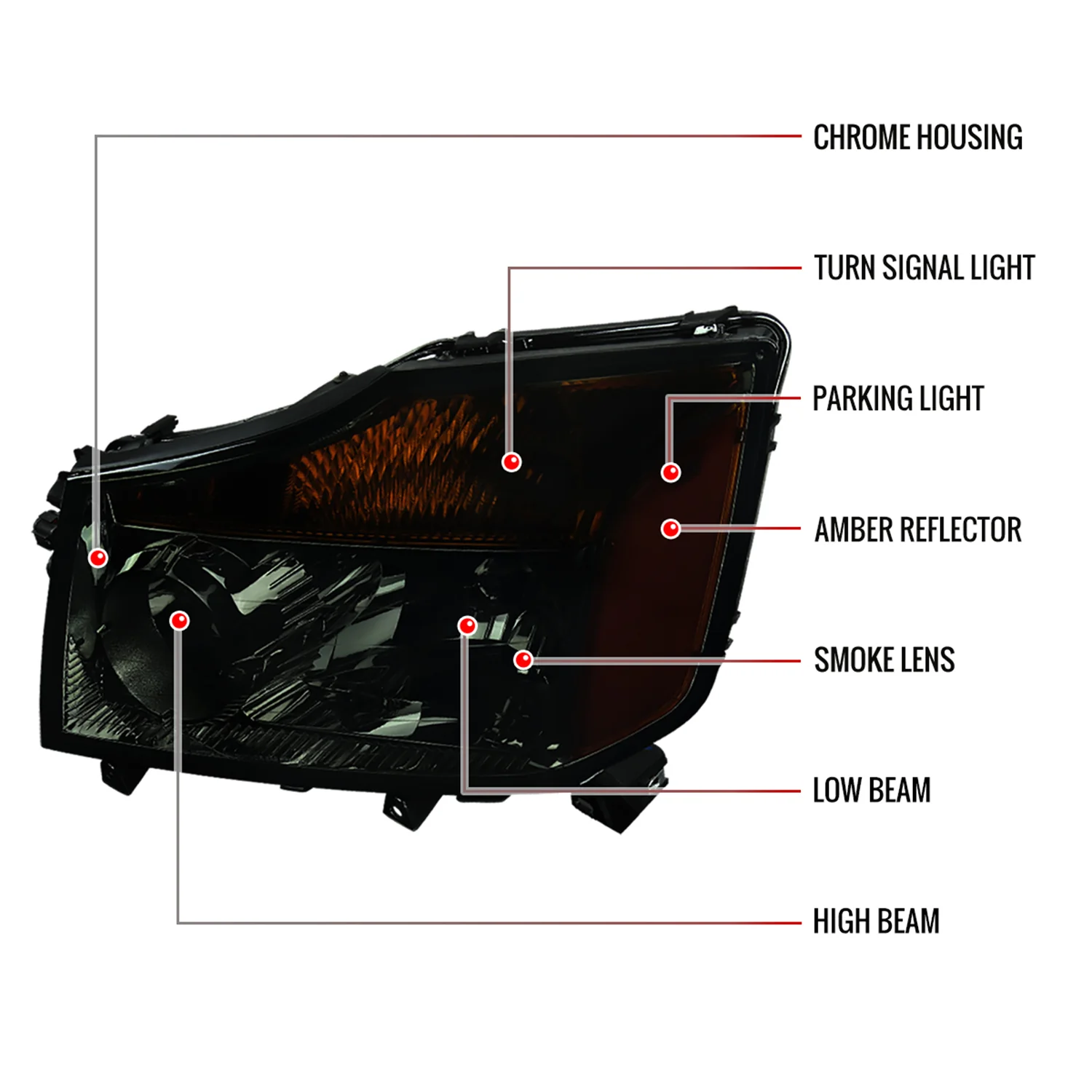 2004-2015 Nissan Titan/04-2007 Armada Factory Headlights Amber Reflectors Smoke - Image 8