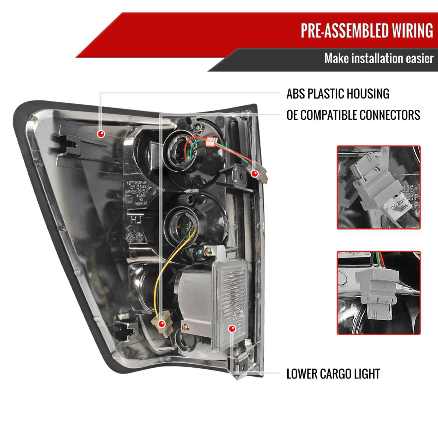 2004-2015 Nissan Titan LED Tail Lights Matte Black Housing/Clear Lens - Image 7