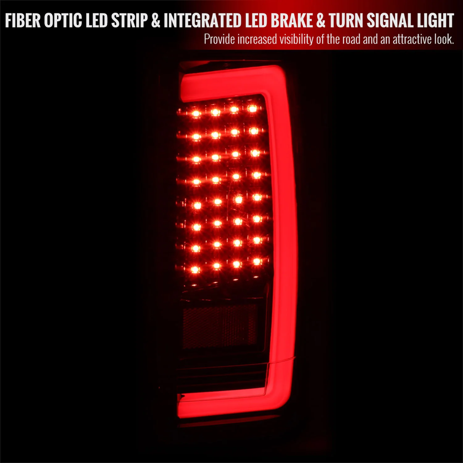 2004-2015 Nissan Titan LED Tail Lights with Red LED Tube Jet Black/Clear Lens - Image 2
