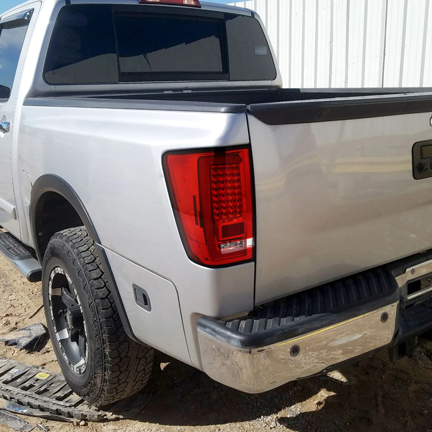 2004-2015 Nissan Titan LED Tail Lights with White LED Tube Chrome/Red Lens - Image 9