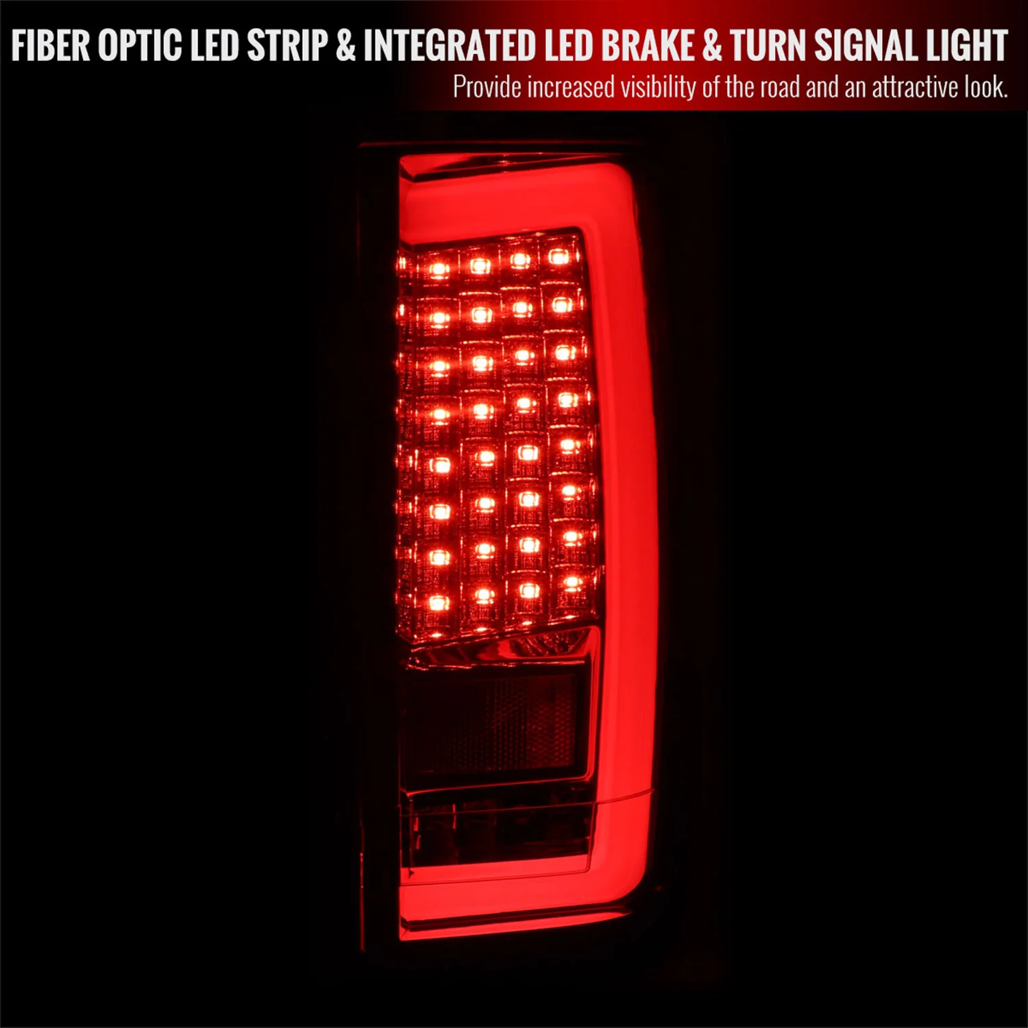 2004-2015 Nissan Titan LED Tail Lights with White LED Tube Chrome/Smoke Lens - Image 2