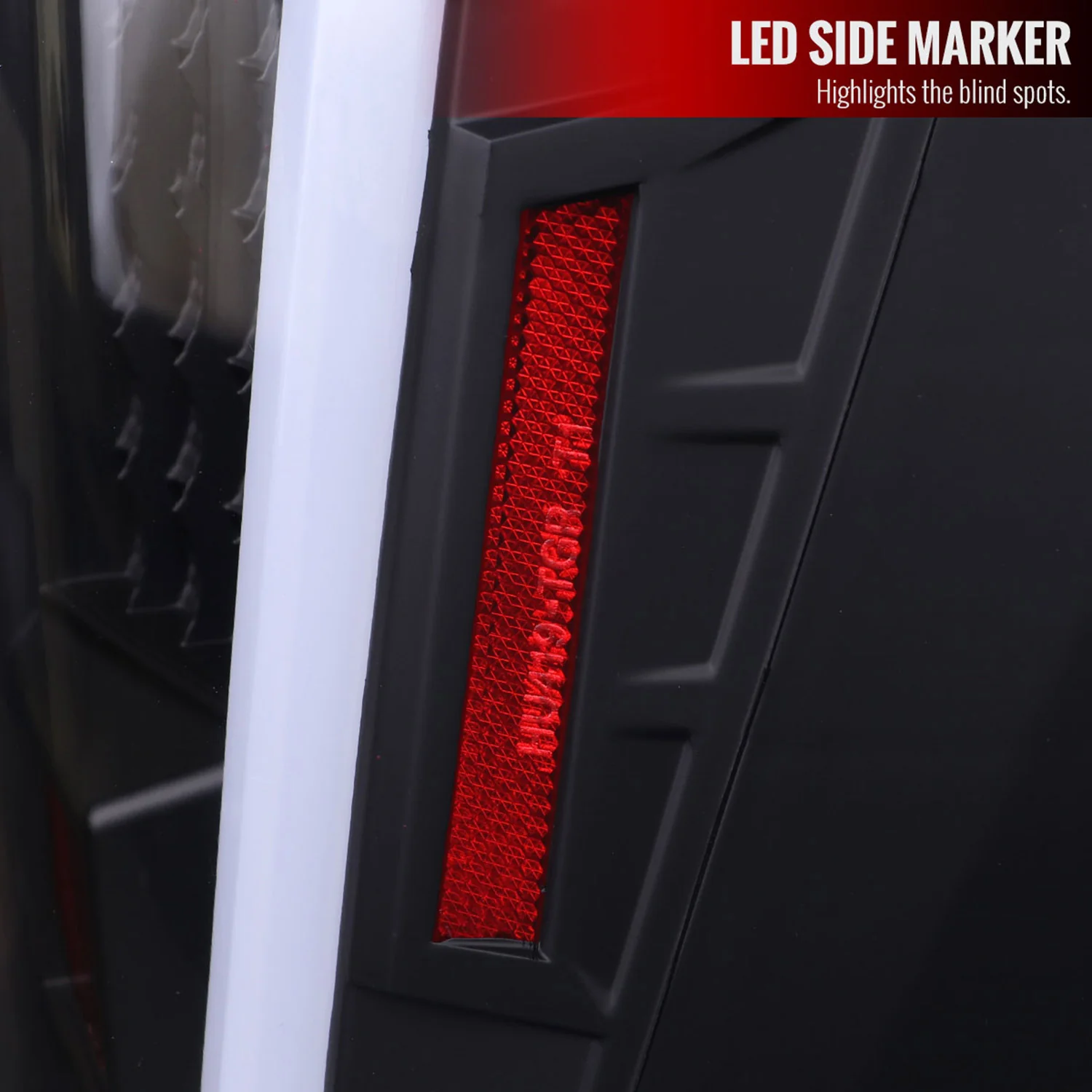 2004-2015 Nissan Titan LED Tail Lights with White LED Tube Matte Black/Clear - Image 5