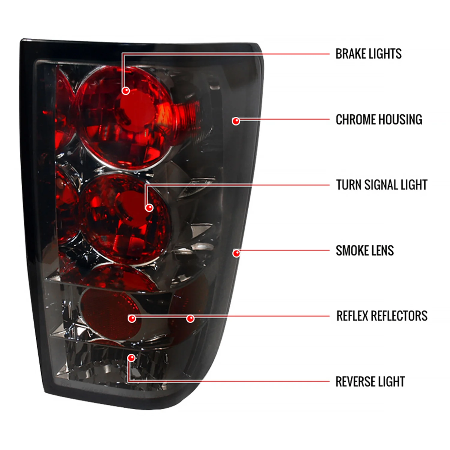 2004-2015 Nissan Titan Tail Lights Chrome Housing/Smoke Lens - Image 6