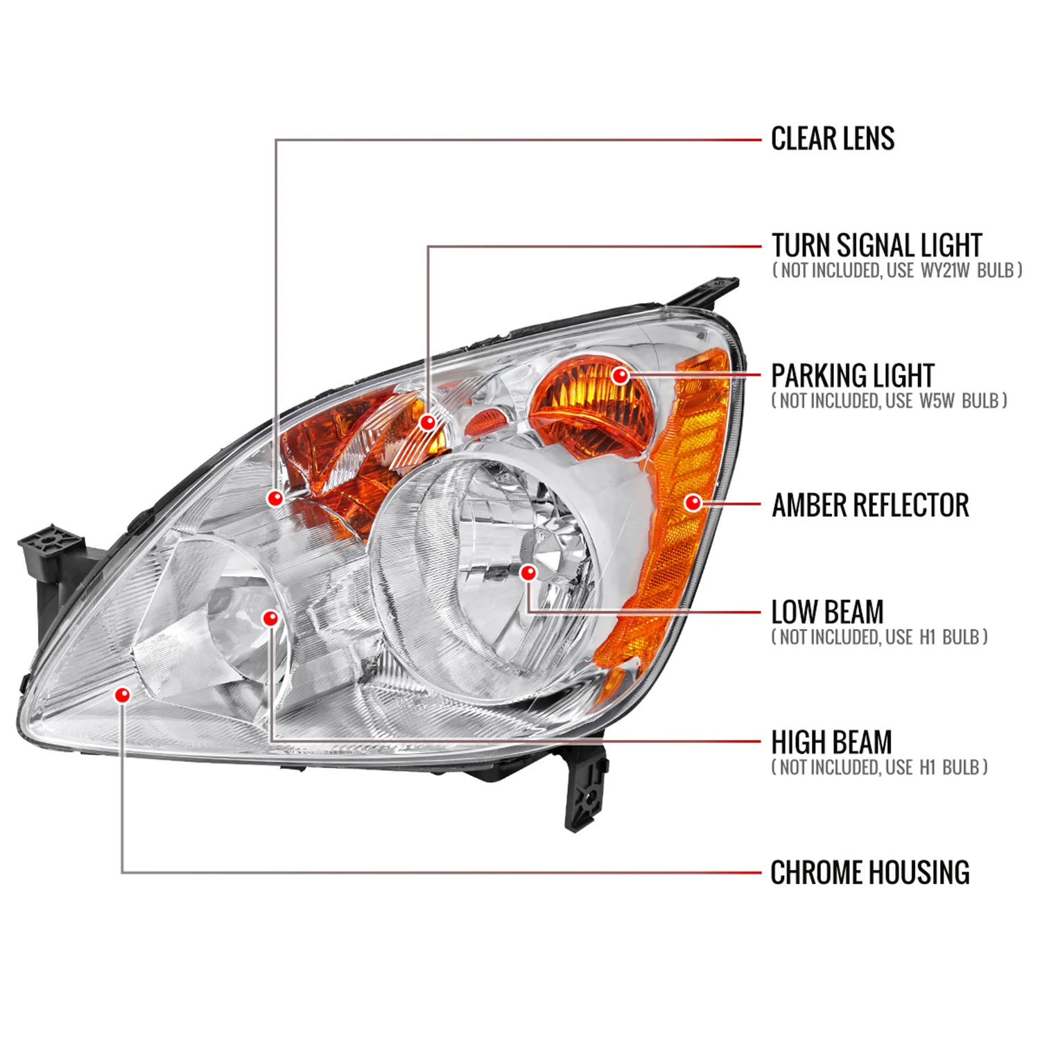 2005-2006 Honda CR-V Factory JP Headlights w/Amber Reflectors Chrome/Clear - Image 8