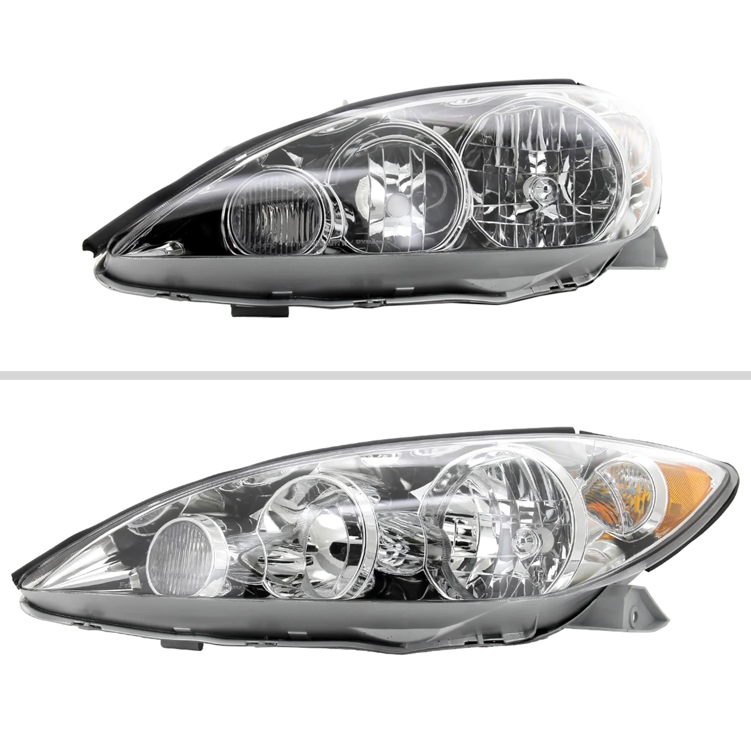 2005-2006 Toyota Camry Factory Crystal Headlights Amber Reflector Chrome/Clear - Image 2