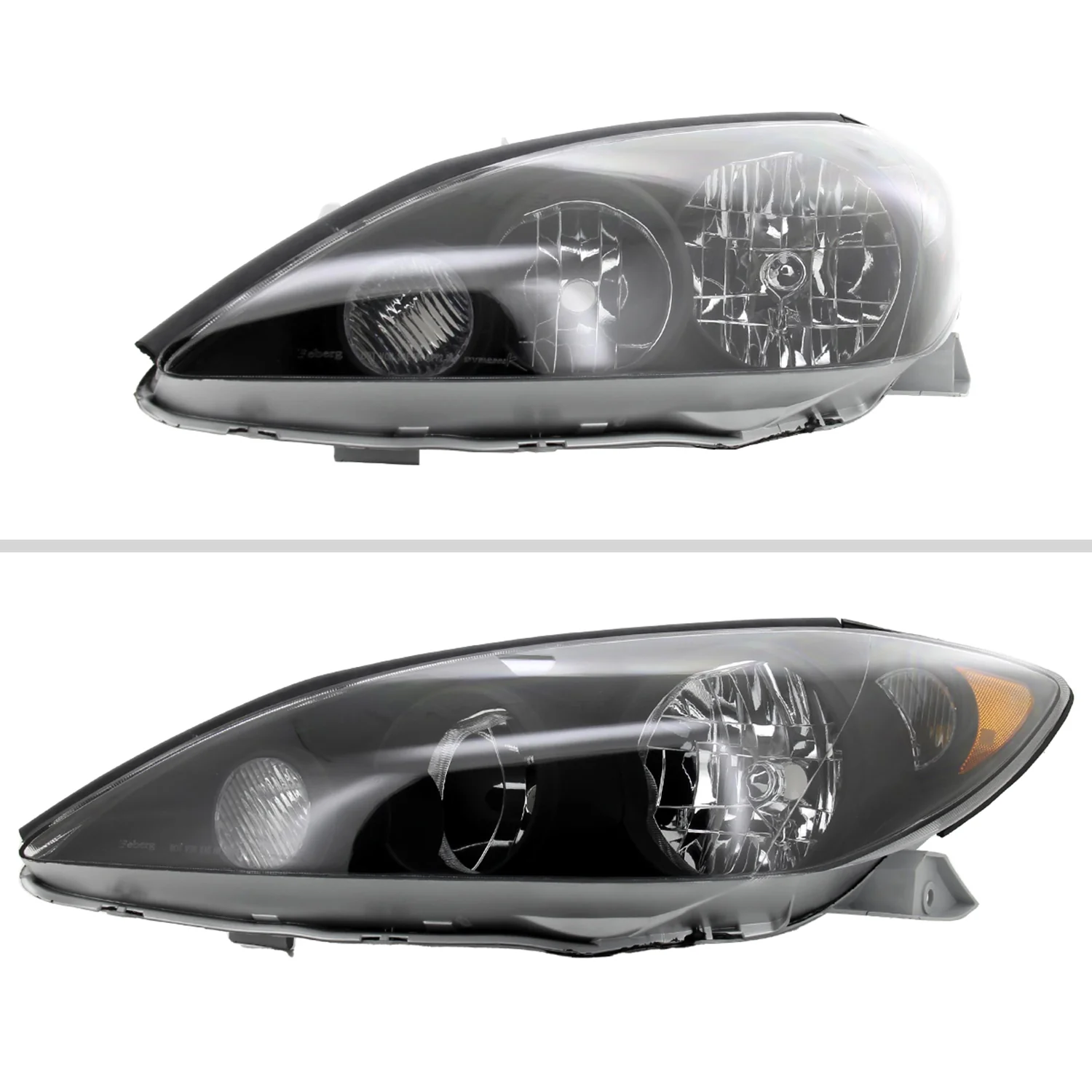 2005-2006 Toyota Camry Factory Crystal Headlights Amber Reflector Matt Black - Image 2