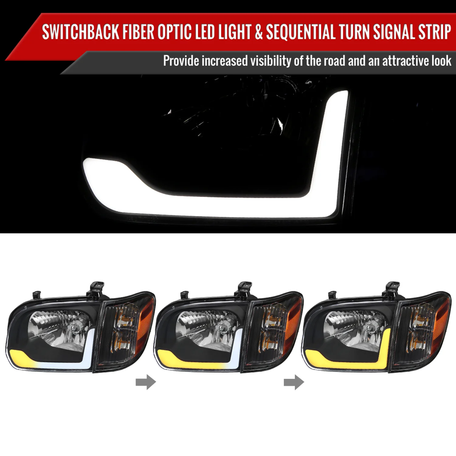 2005-2006 Toyota Tundra/05-2007 Sequoia LED Bar Factory Headlights Corner Lamps - Image 2