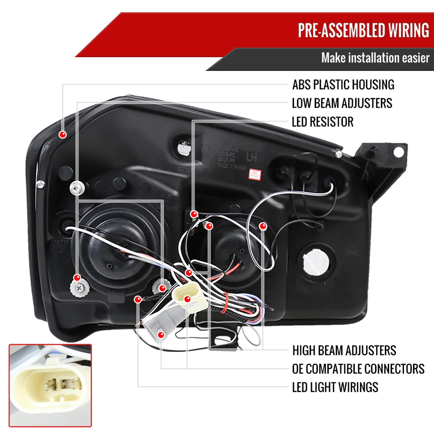 2005-2007 Dodge Magnum Dual Halo Projector Headlights Glossy Black/Smoke Lens - Image 7
