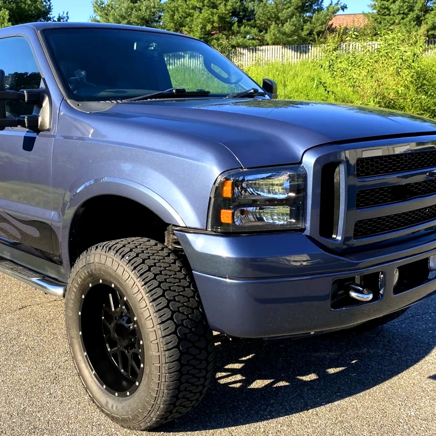 2005-2007 Ford F-250/350/450/550/Excursion Crystal Headlights LED Light Black - Image 8