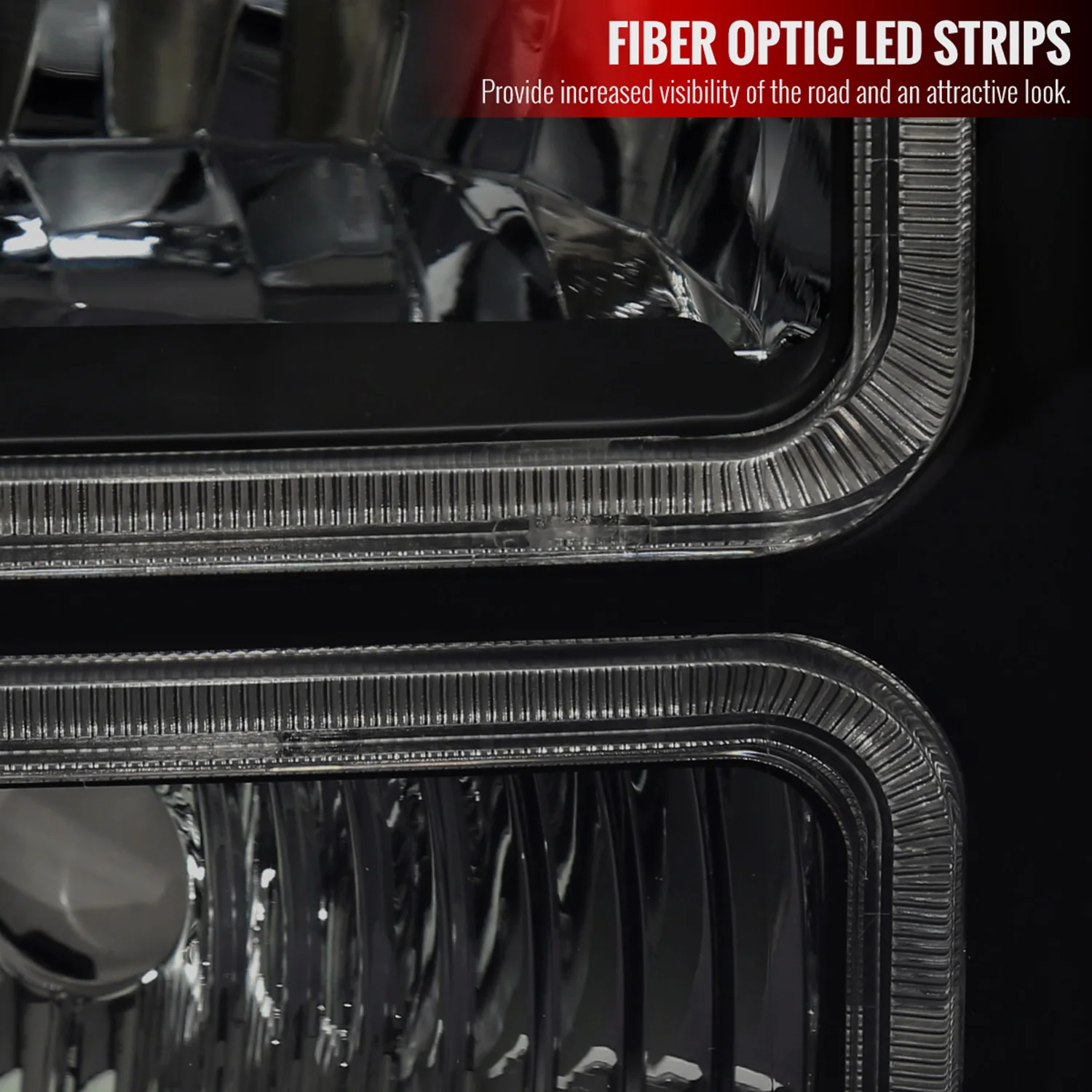 2005-2007 Ford F-250/350/450 SuperDuty Dual LED C-Bar Factory Headlights Black - Image 4
