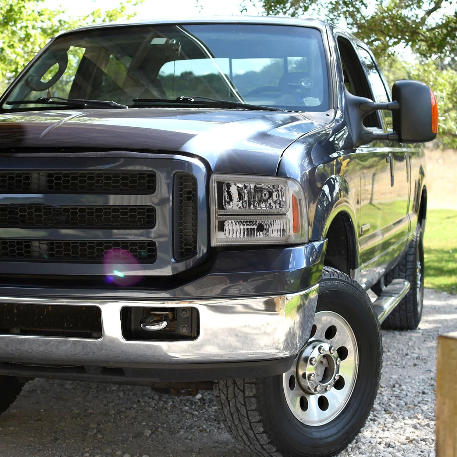 2005-2007 Ford F250/350/450 SuperDuty Dual LED C-Bar Factory Headlights Chrome - Image 10