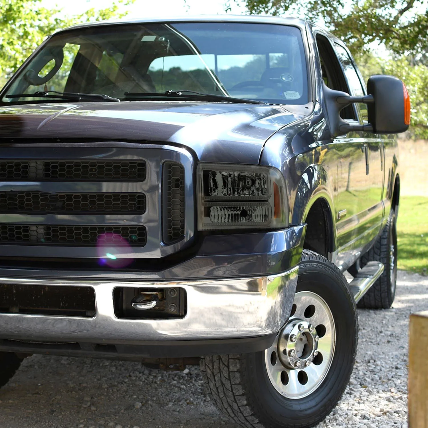 2005-2007 Ford F250/350/450 SuperDuty Dual LED C-Bar Factory Headlights Smoked - Image 10