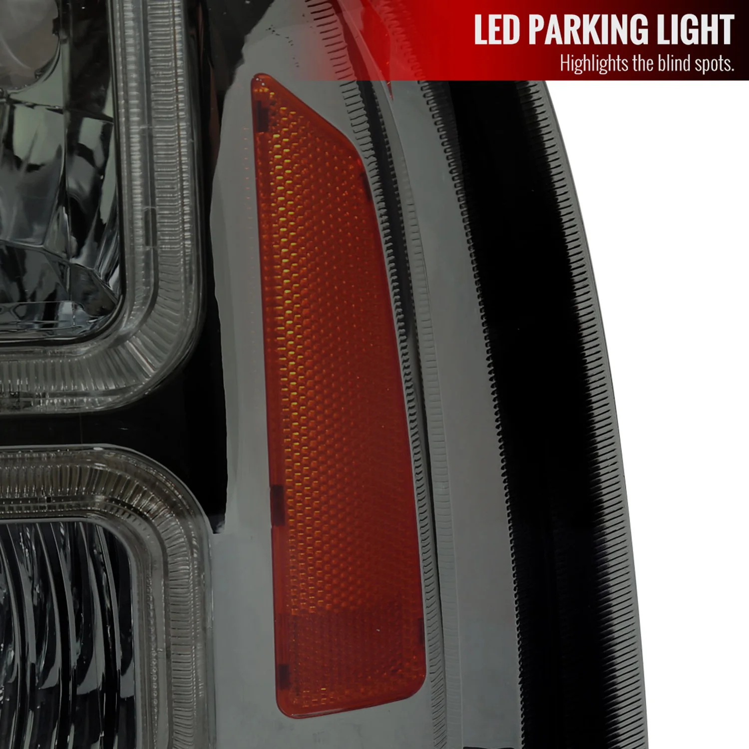 2005-2007 Ford F250/350/450 SuperDuty Dual LED C-Bar Factory Headlights Smoked - Image 6