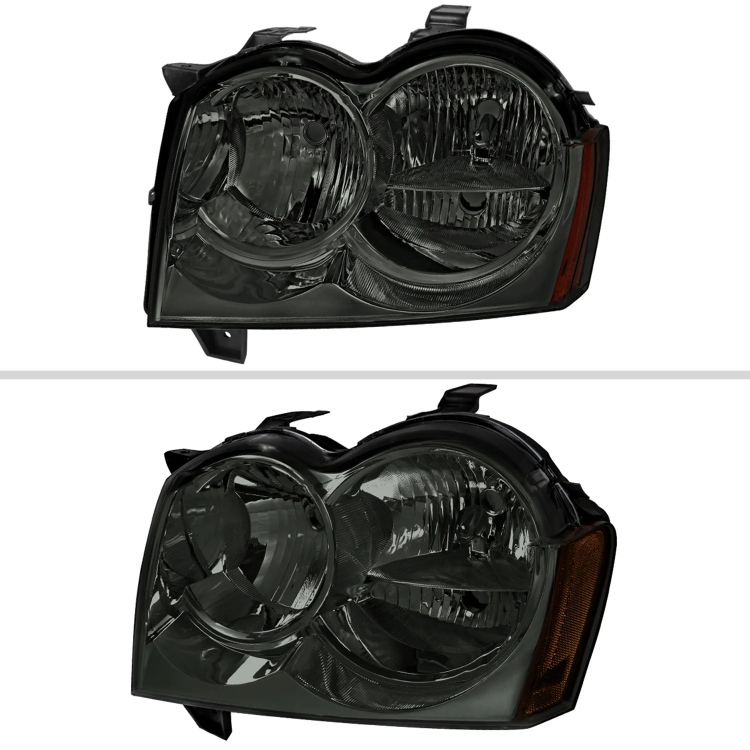 2005-2007 Jeep Grand Cherokee Factory Style Headlights Chrome/Smoke Lens