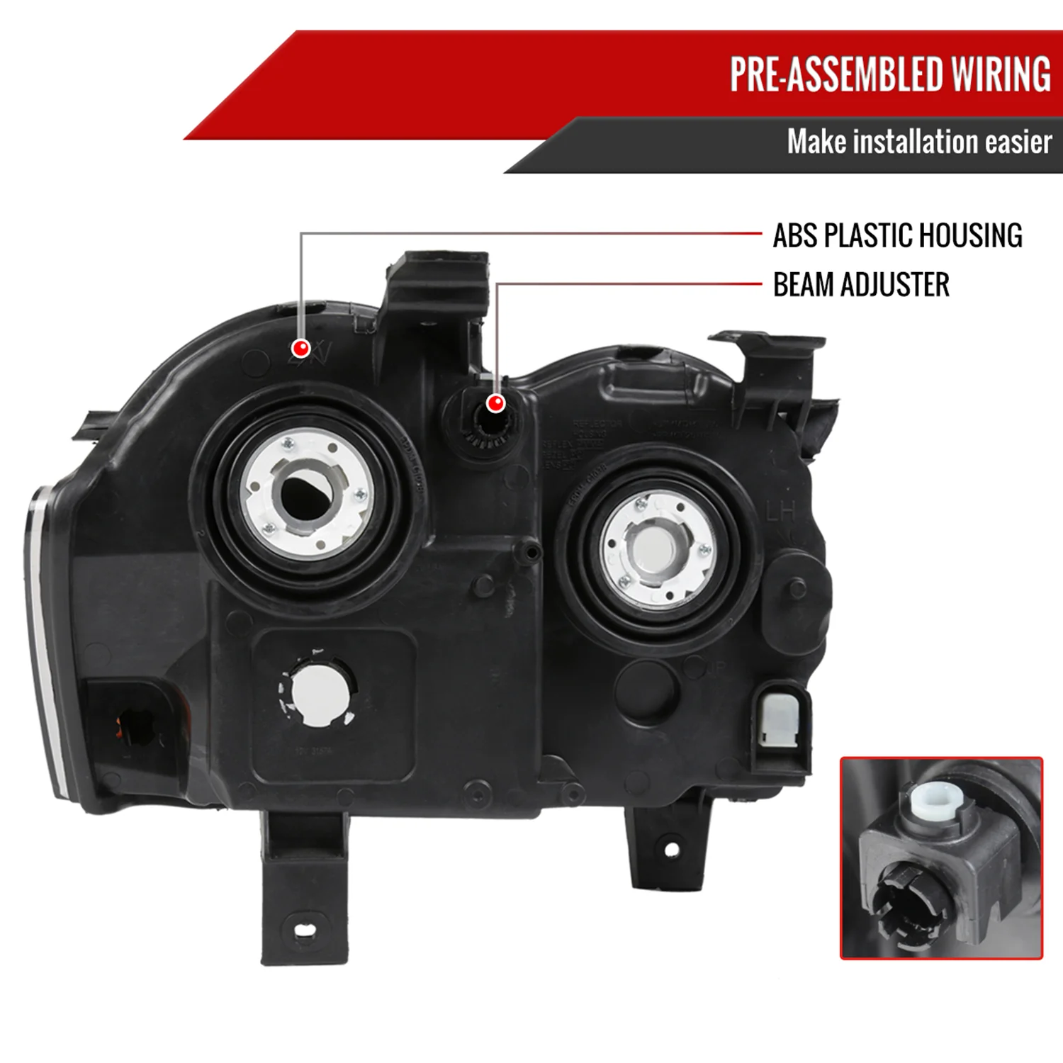2005-2007 Jeep Grand Cherokee Factory Style Headlights Matte Black/Clear Lens - Image 7