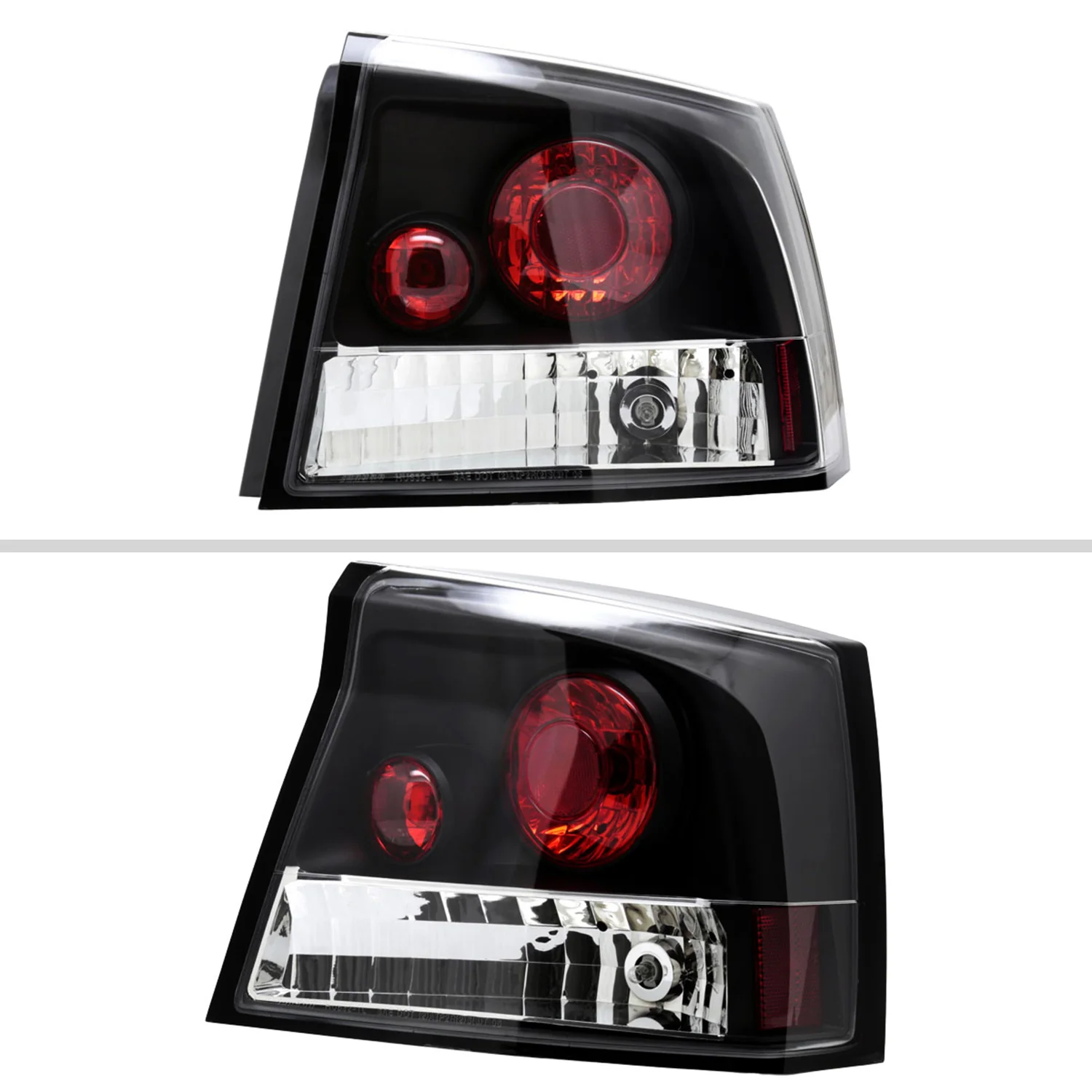 2005-2008 Dodge Charger Tail Lights Matte Black Housing/Clear Lens - Image 2