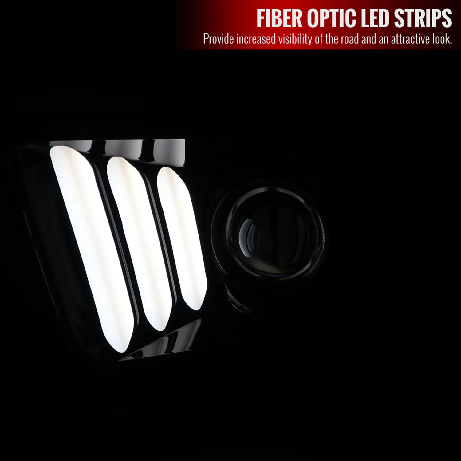 2005-2009 Ford Mustang LED Bar Projector Headlights Jet Black/Clear Lens - Image 2
