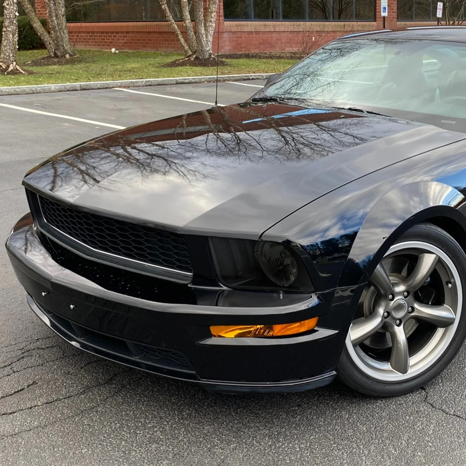 2005-2009 Ford Mustang LED Halo Factory Style Headlights Matte Black/Smoke - Image 9