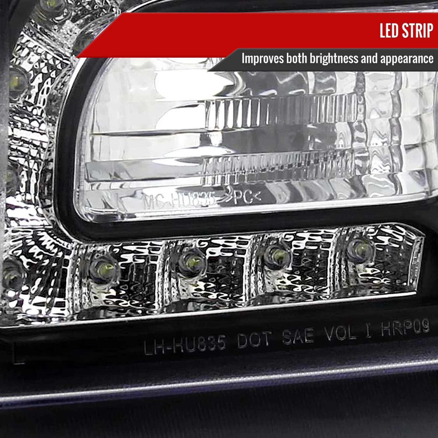 2005-2010 Chrysler 300 Projector Headlights w/LED Light Strip Matt Black/Clear - Image 4