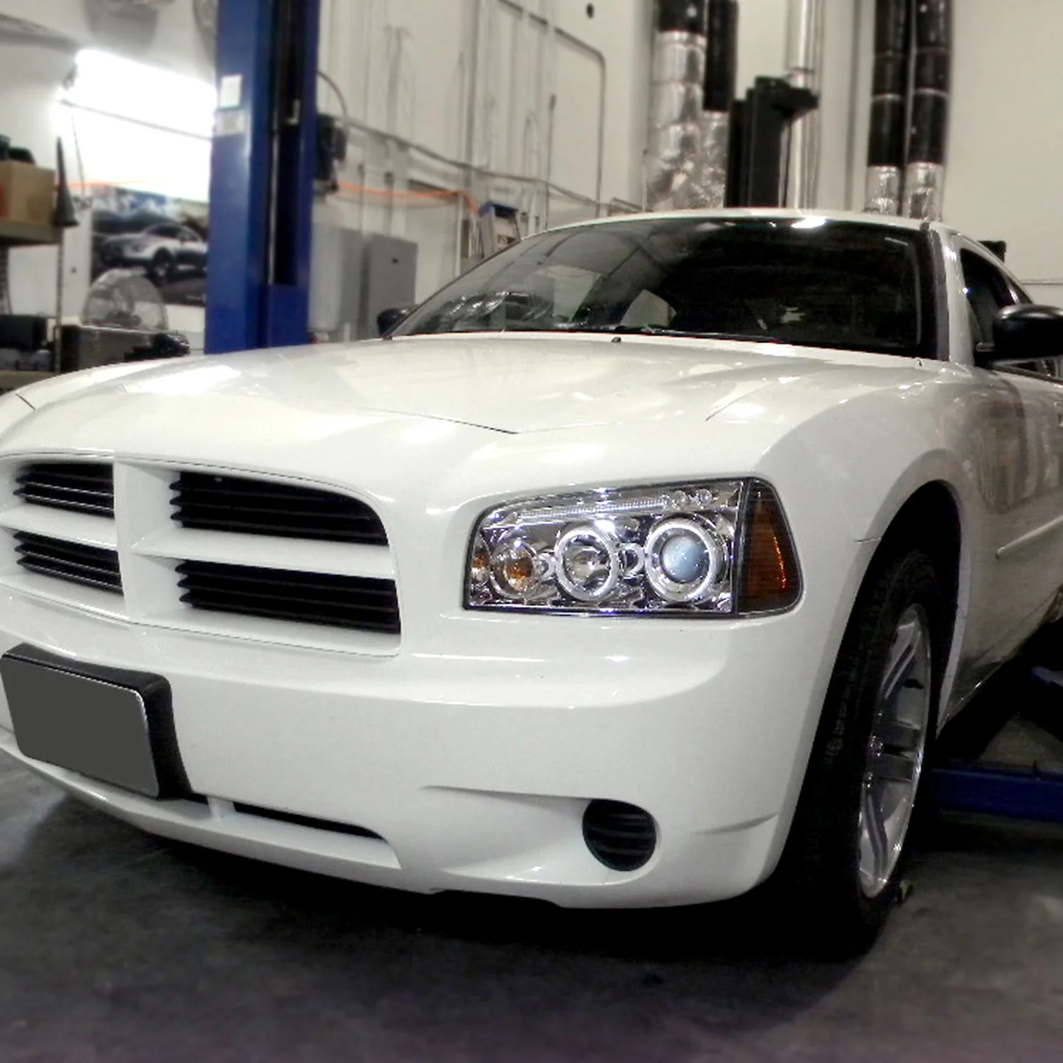 2005-2010 Dodge Charger Dual Halo Projector Headlights Chrome/Clear Lens - Image 9