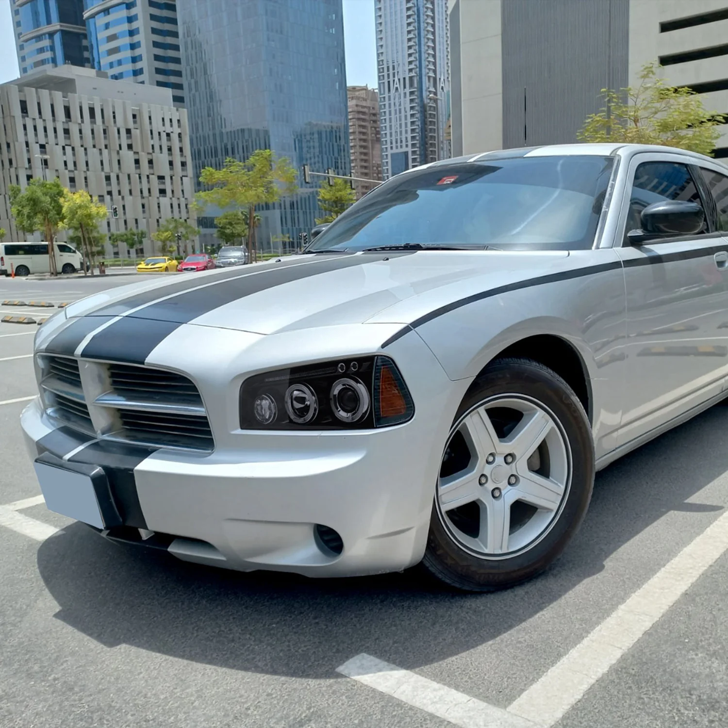 2005-2010 Dodge Charger Dual Halo Projector Headlights Glossy Black/Smoke Lens - Image 9