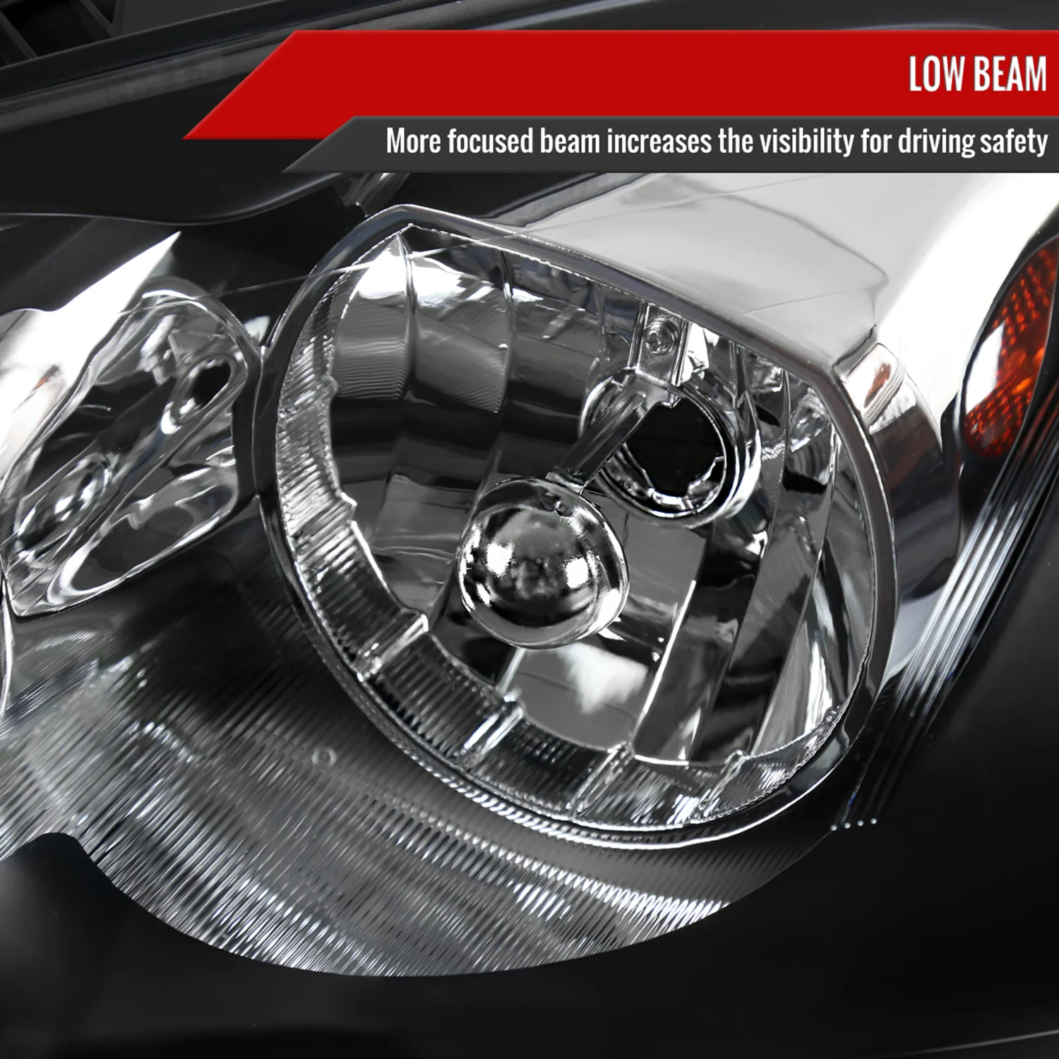 2005-2010 Pontiac G6 Factory Headlights w/Amber Reflectors Matt Black/Clear - Image 3