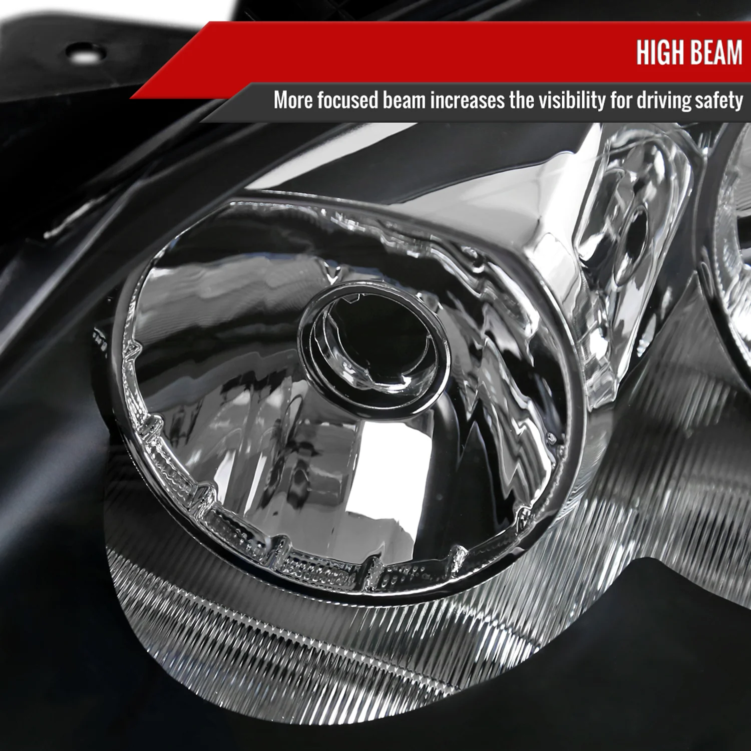 2005-2010 Pontiac G6 Factory Headlights w/Amber Reflectors Matt Black/Clear - Image 4