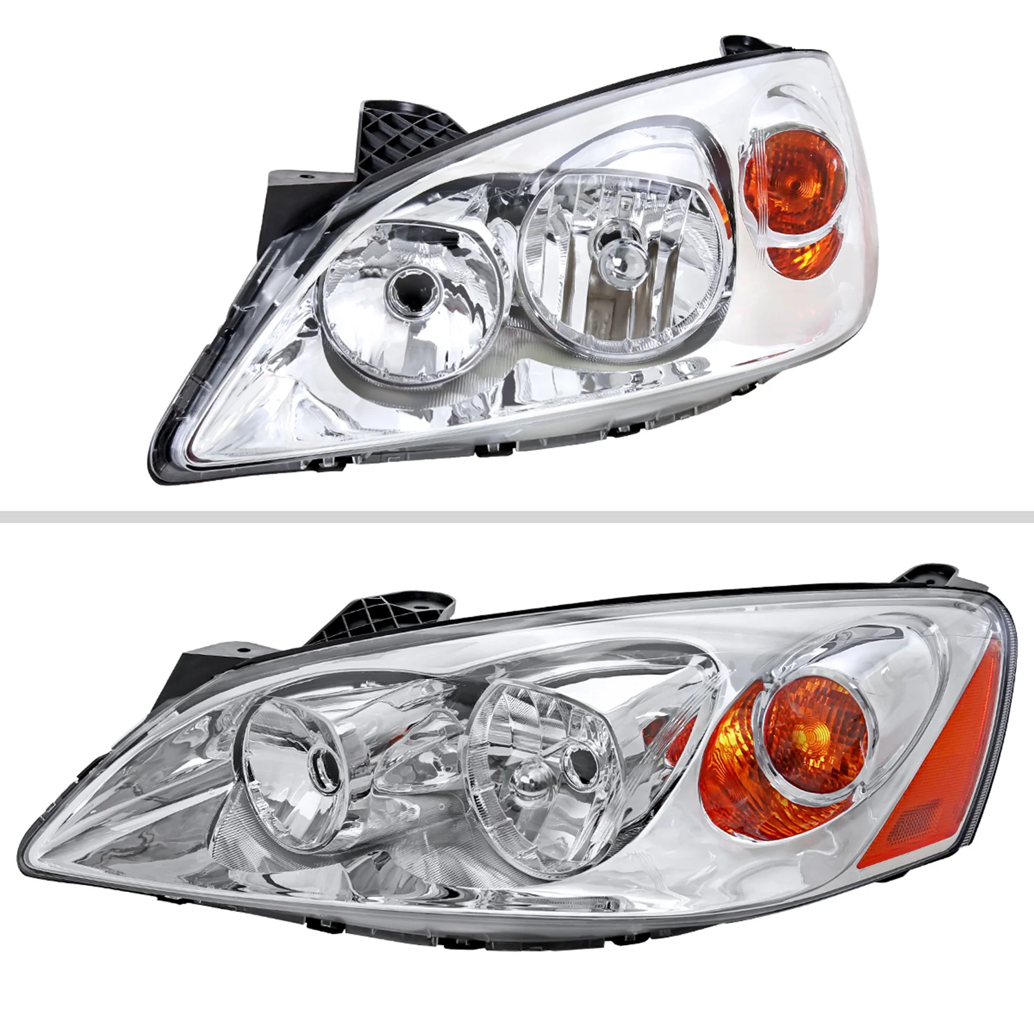 2005-2010 Pontiac G6 Factory Style Headlights w/ Amber Reflectors Chrome/Clear - Image 2