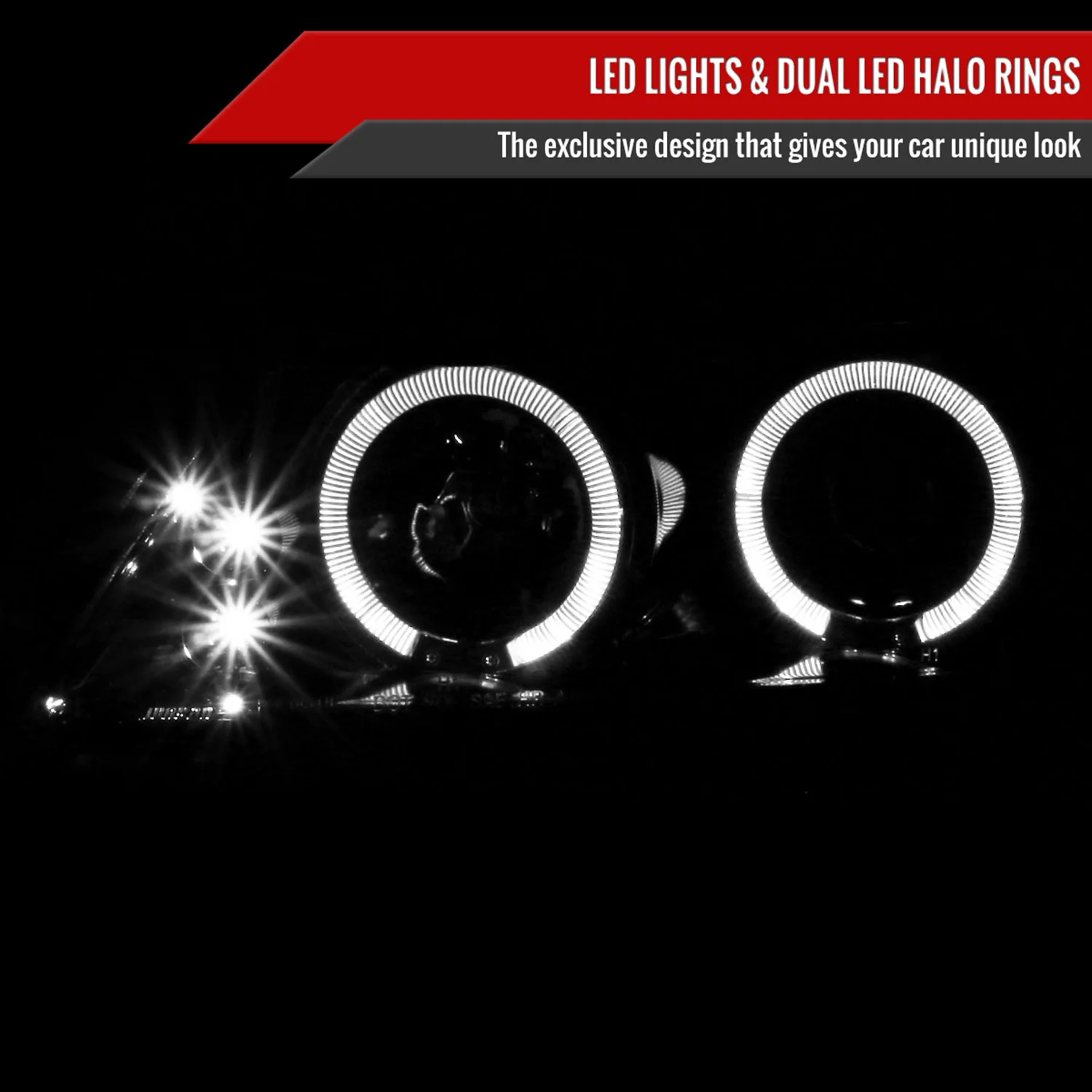 2005-2010 Scion tC Dual Halo Projector Headlights Jet Black/Clear Lens - Image 2