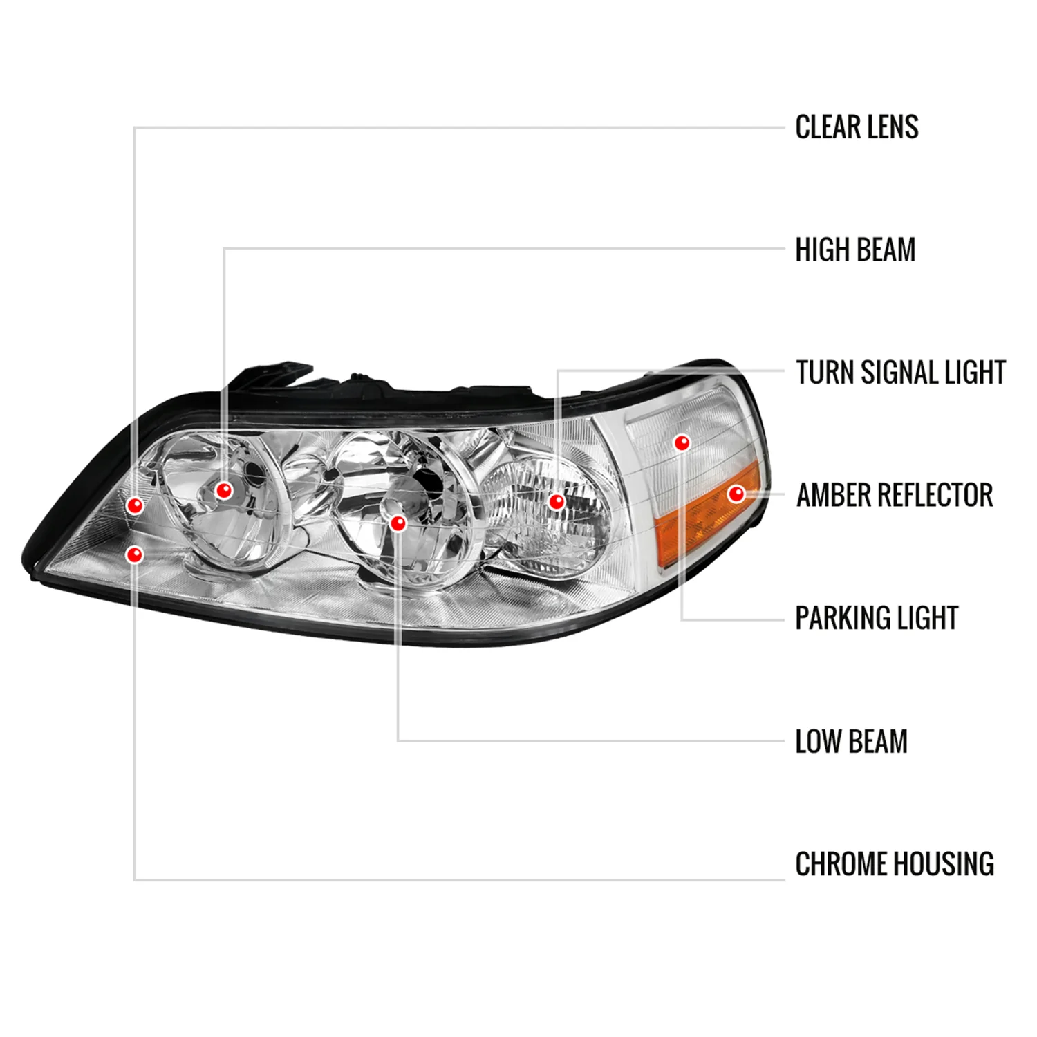 2005-2011 Lincoln Town Car Factory Style Headlights Chrome/Clear Lens - Image 8